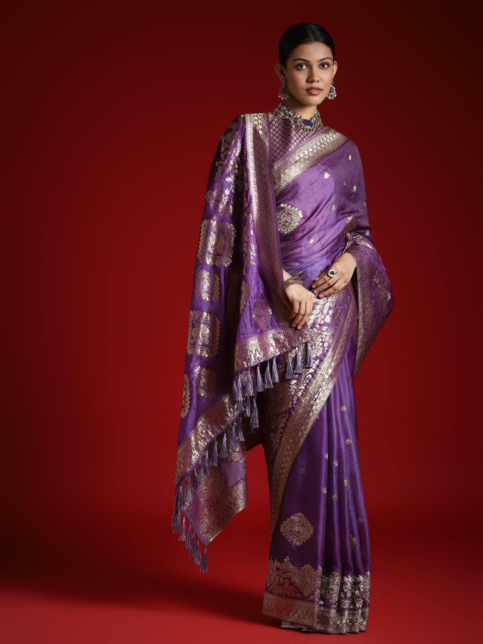 Royal Purple Banarasi Silk Saree - Ressa