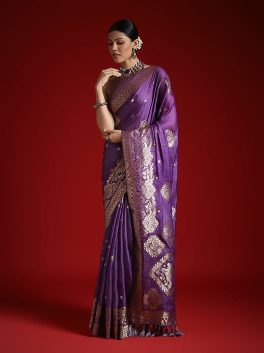 Royal Purple Banarasi Silk Saree - Ressa