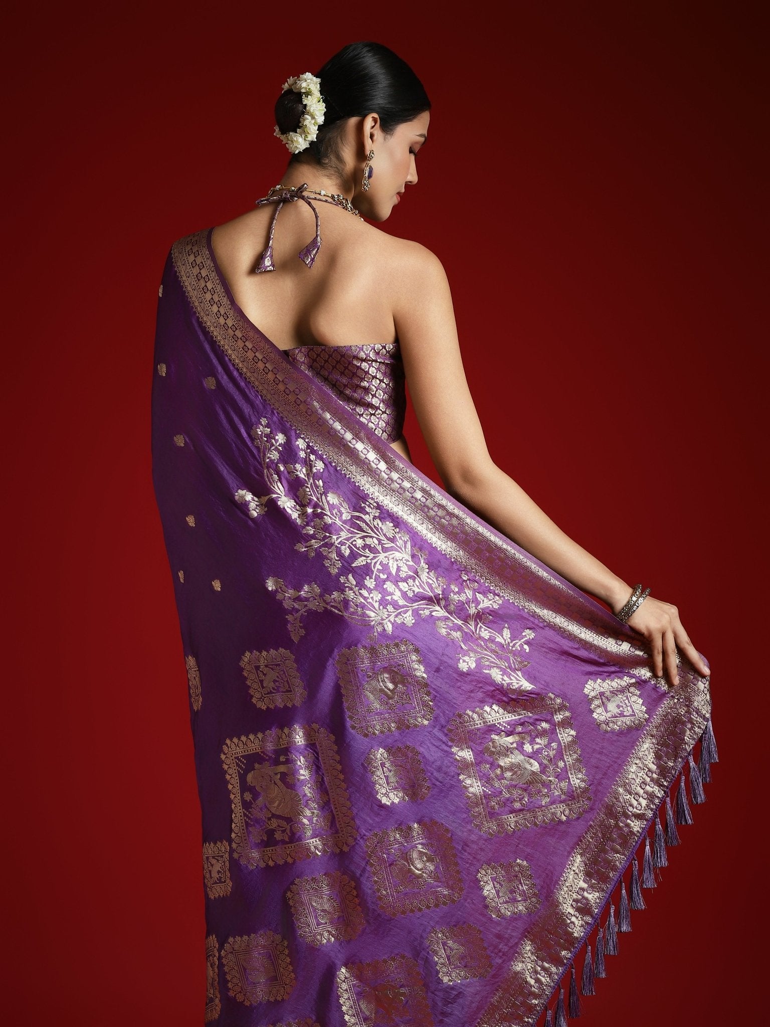 Royal Purple Banarasi Silk Saree - Ressa