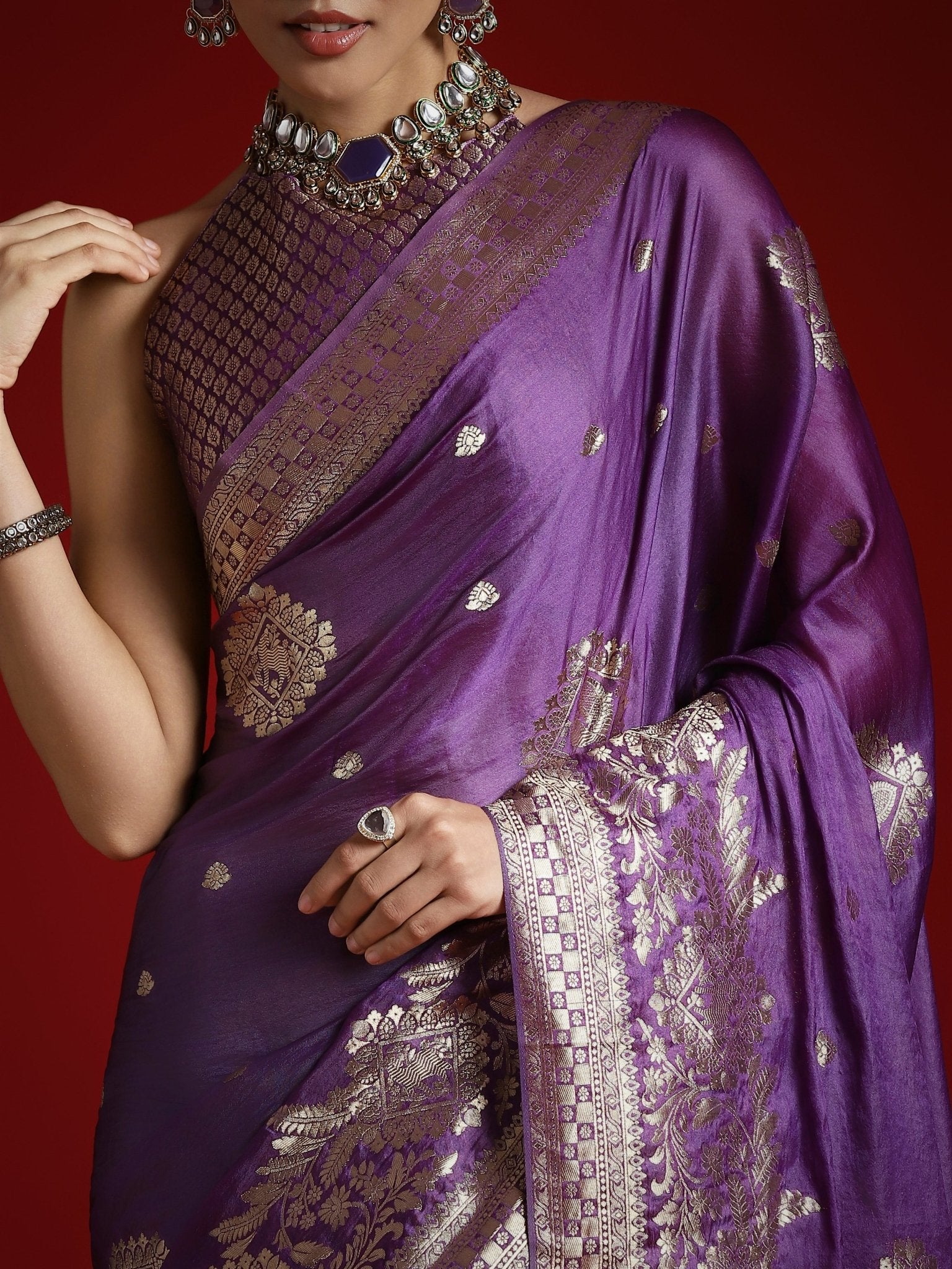 Royal Purple Banarasi Silk Saree - Ressa