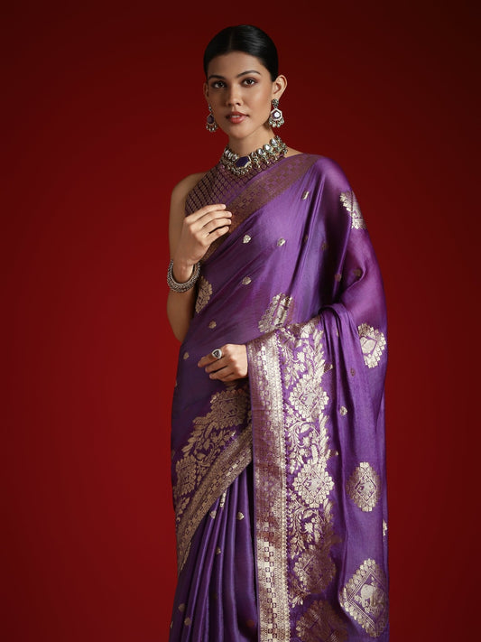 Royal Purple Banarasi Silk Saree - Ressa