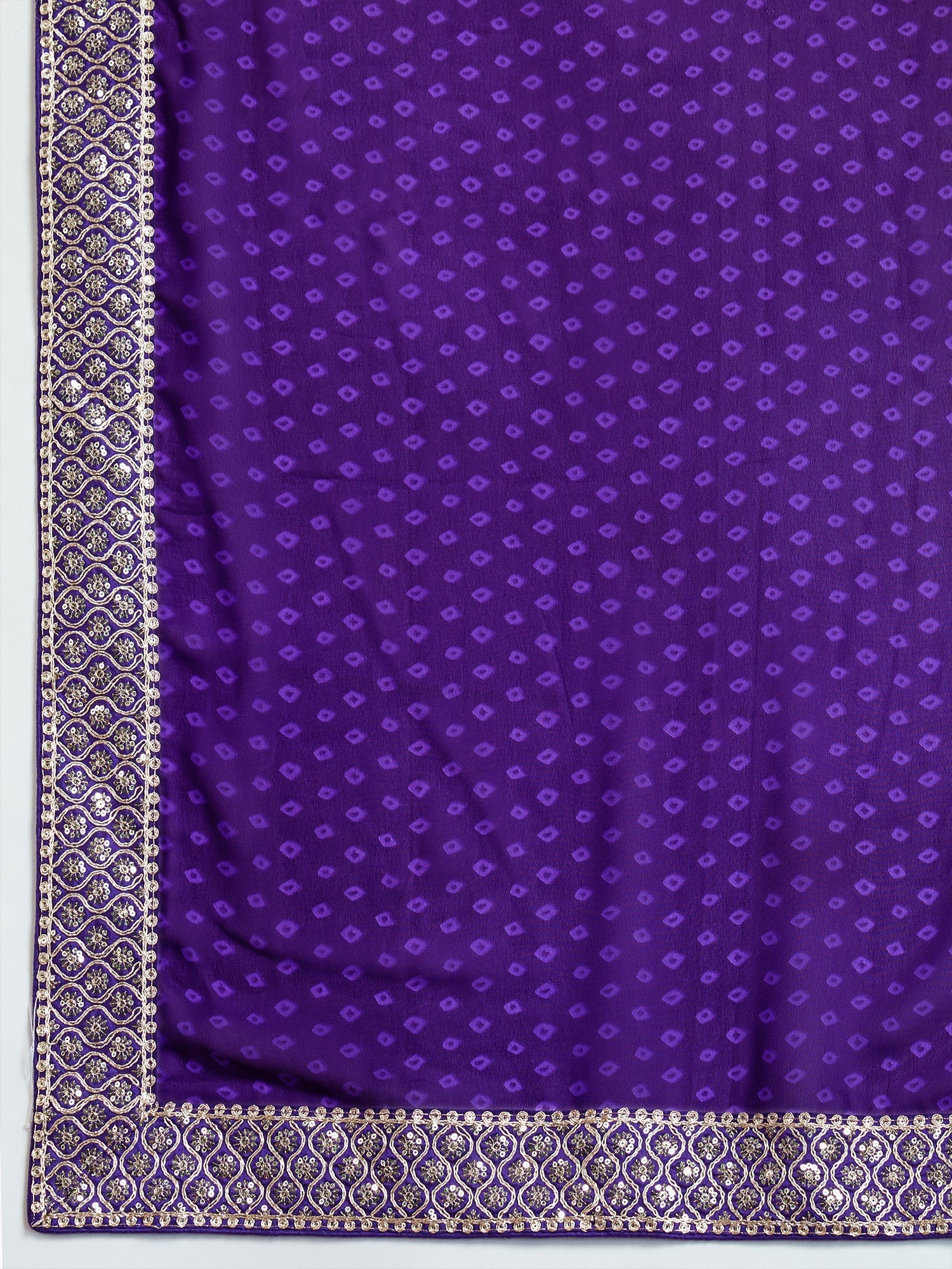 Royal Purple Bandhani Georgette Saree - Ressa