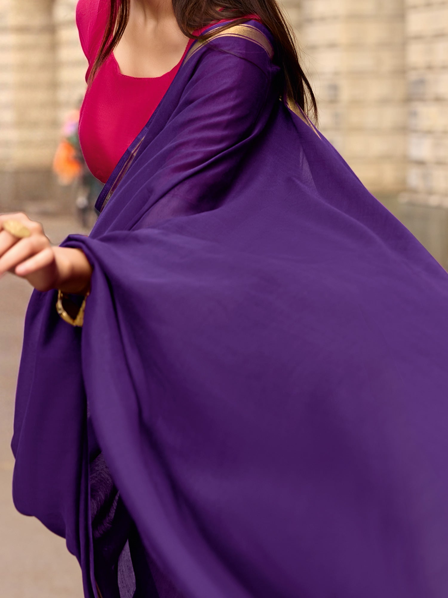 Royal Purple Chiffon Saree&nbsp; - Ressa