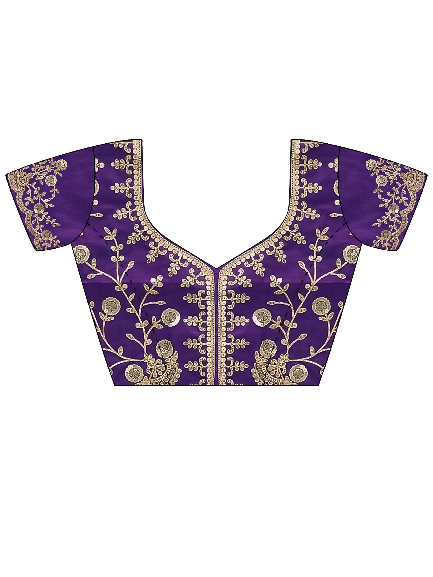 Royal Purple Embroidered Georgette Saree with Blouse - Ressa
