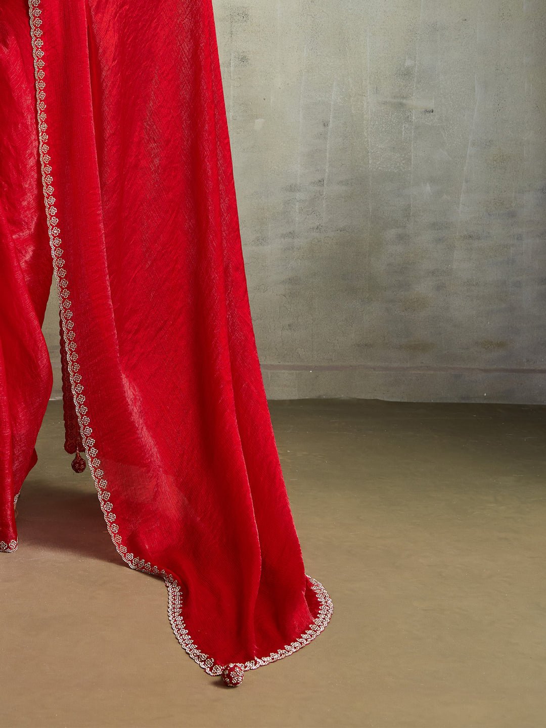 Royal Red Tissue Silk Saree With Zarkhan Work - Ressa