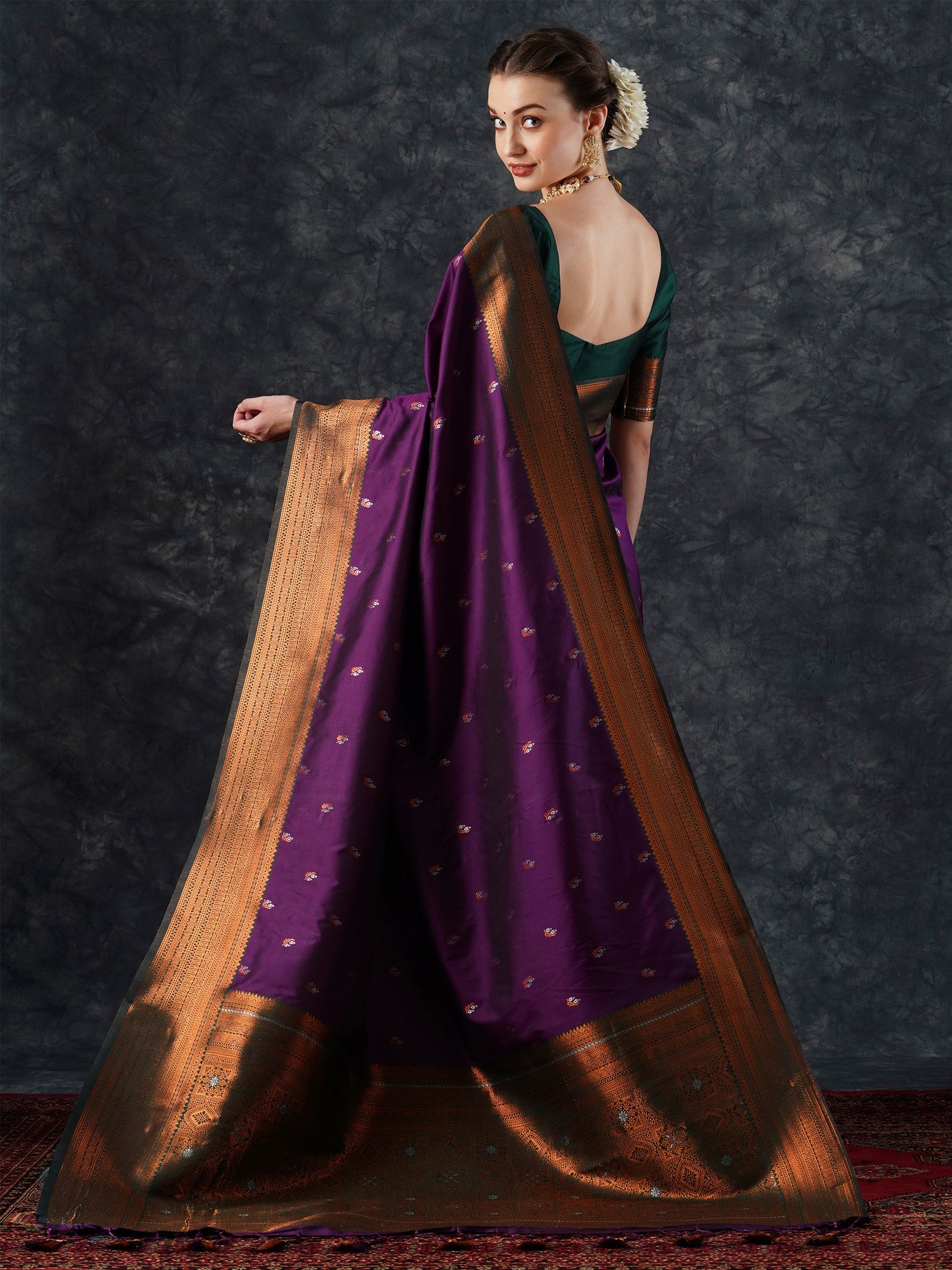 Royal Violet Banarasi Silk Blend Saree - Ressa