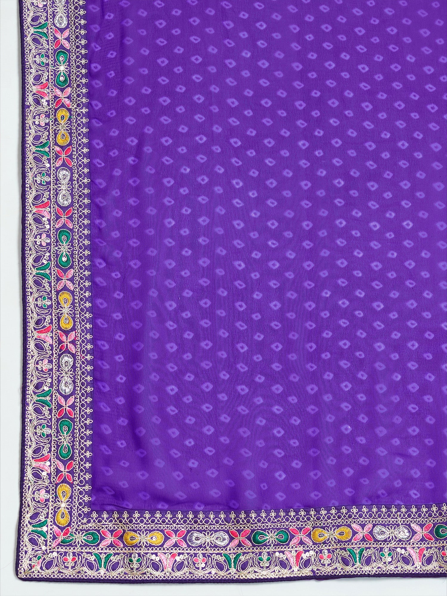 Royal Violet Bandhani Georgette Saree - Ressa