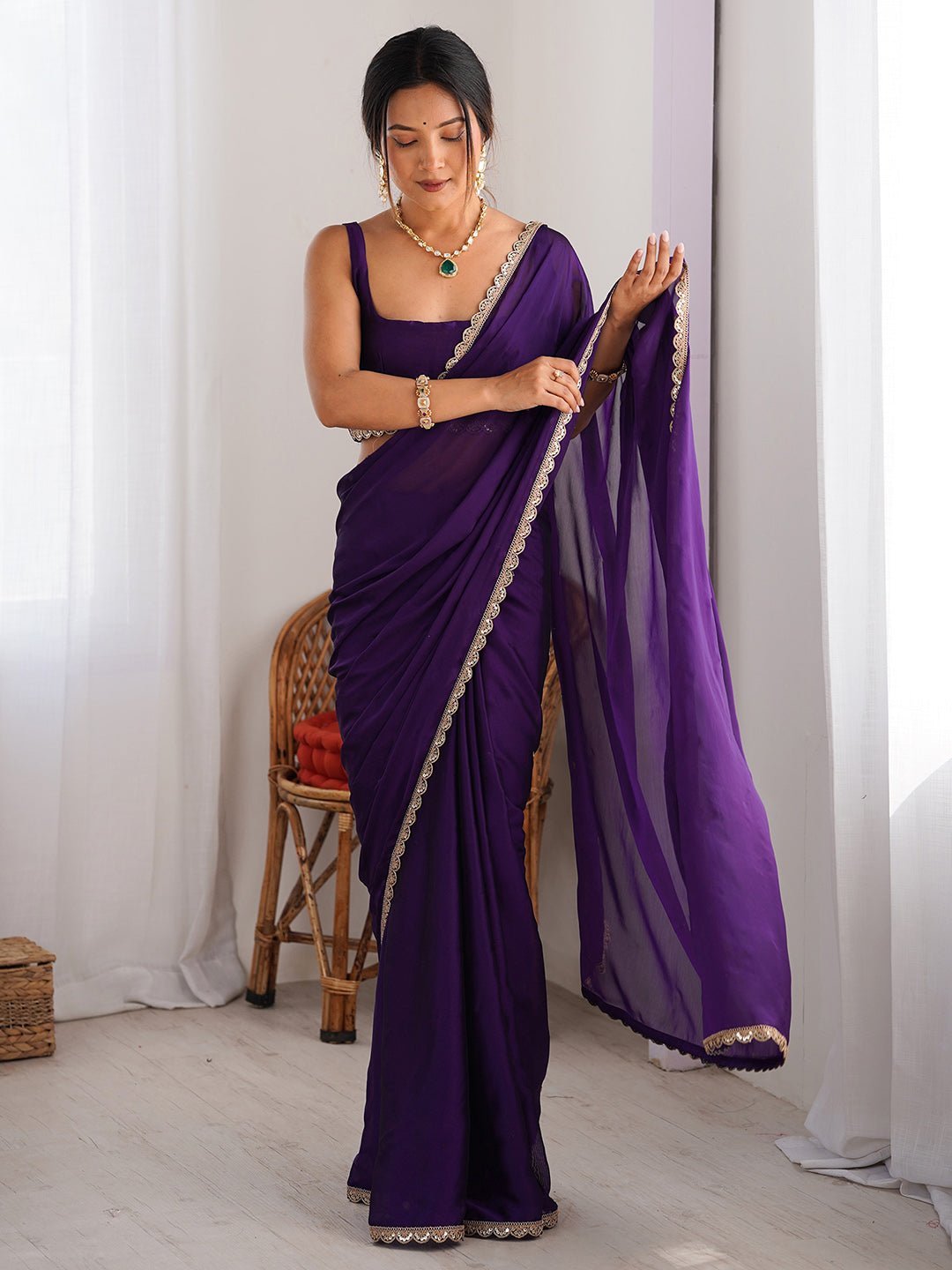 Royal Violet Georgette Saree - Ressa