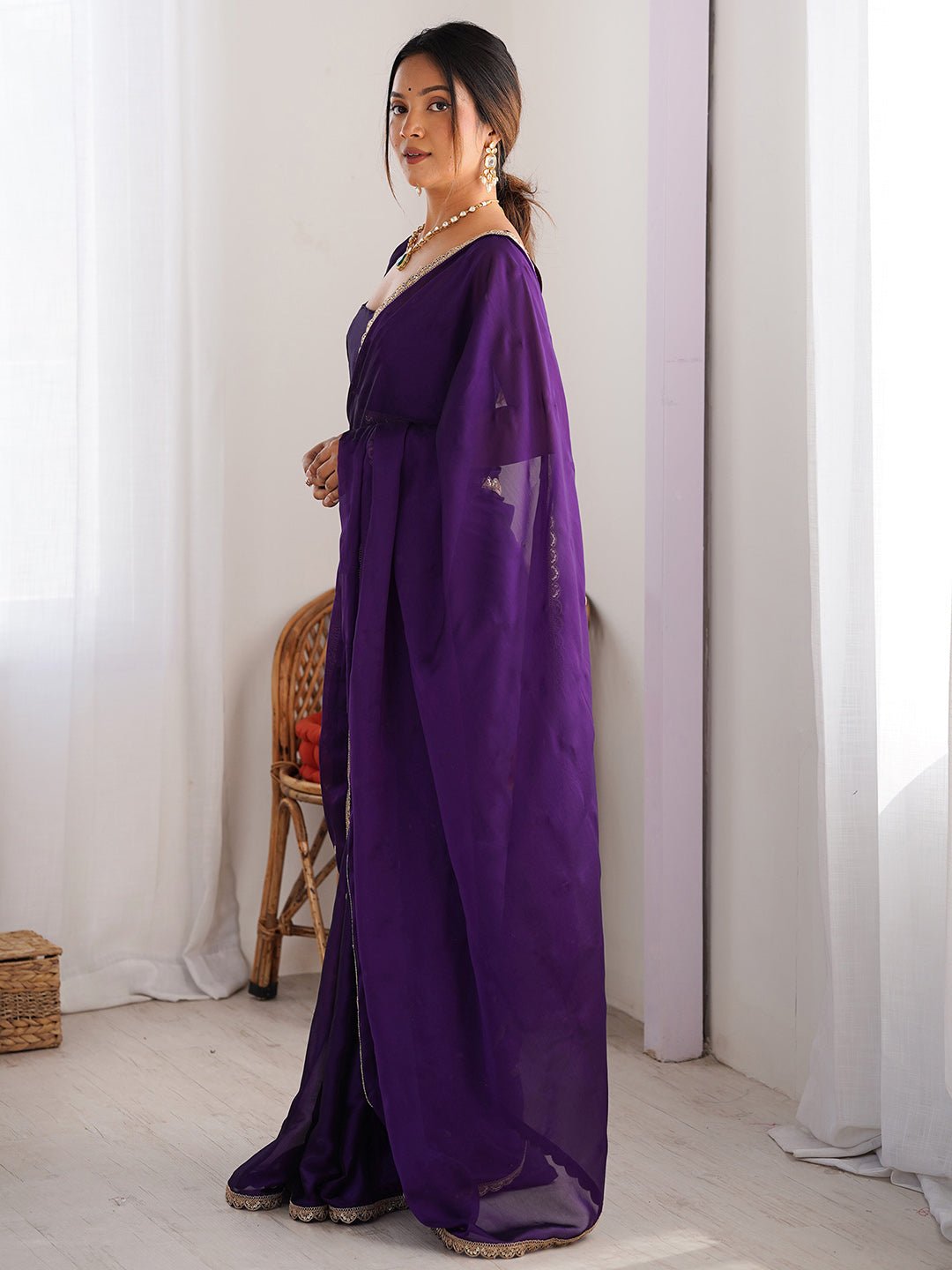 Royal Violet Georgette Saree - Ressa