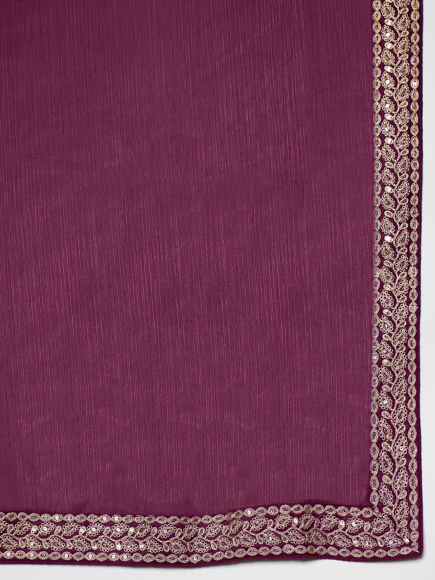 RTW Wine Satin with Embroidered Border Saree - Ressa