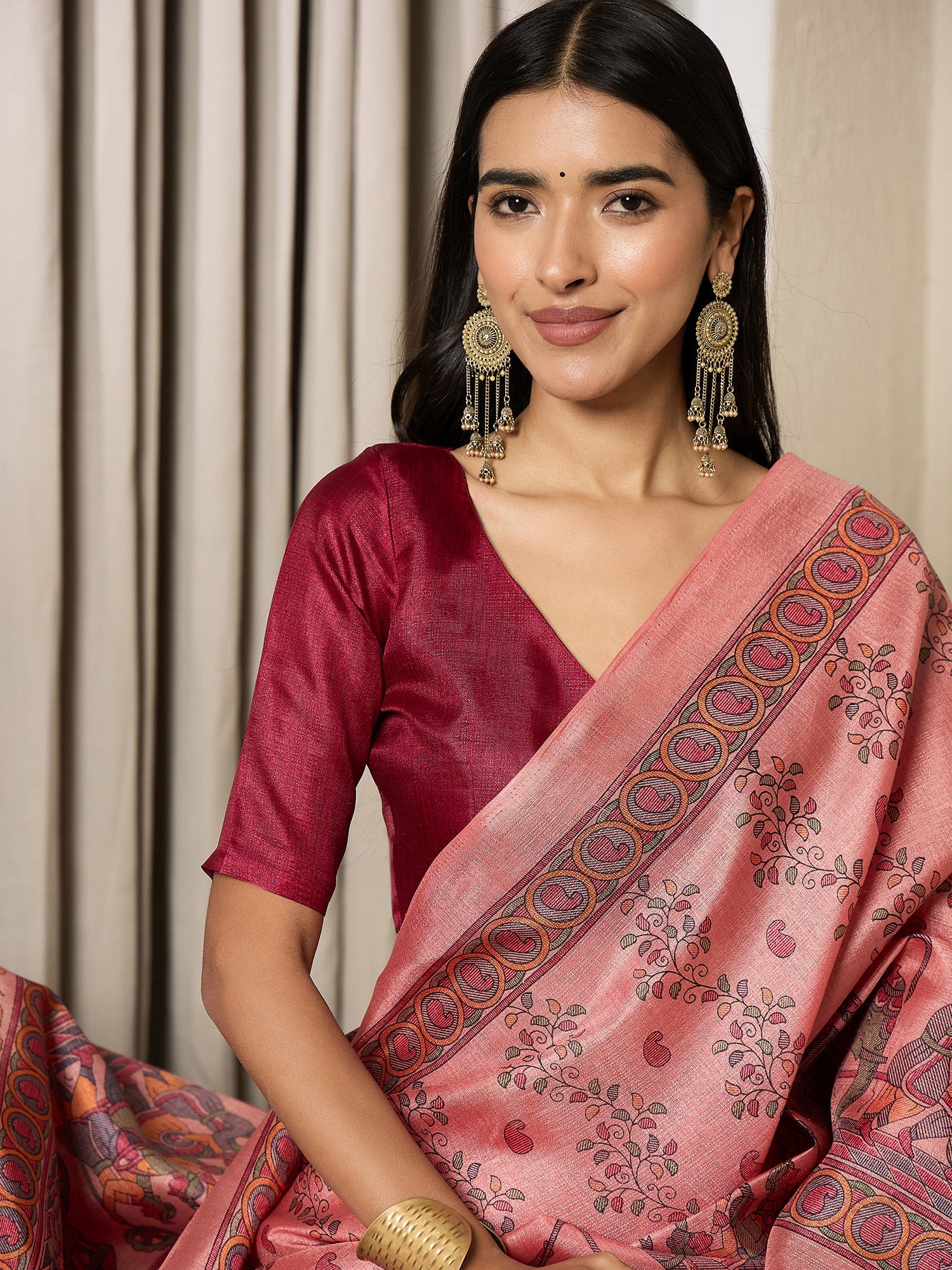 Pink Khadii Silk Kalamkari Printed - Ressa