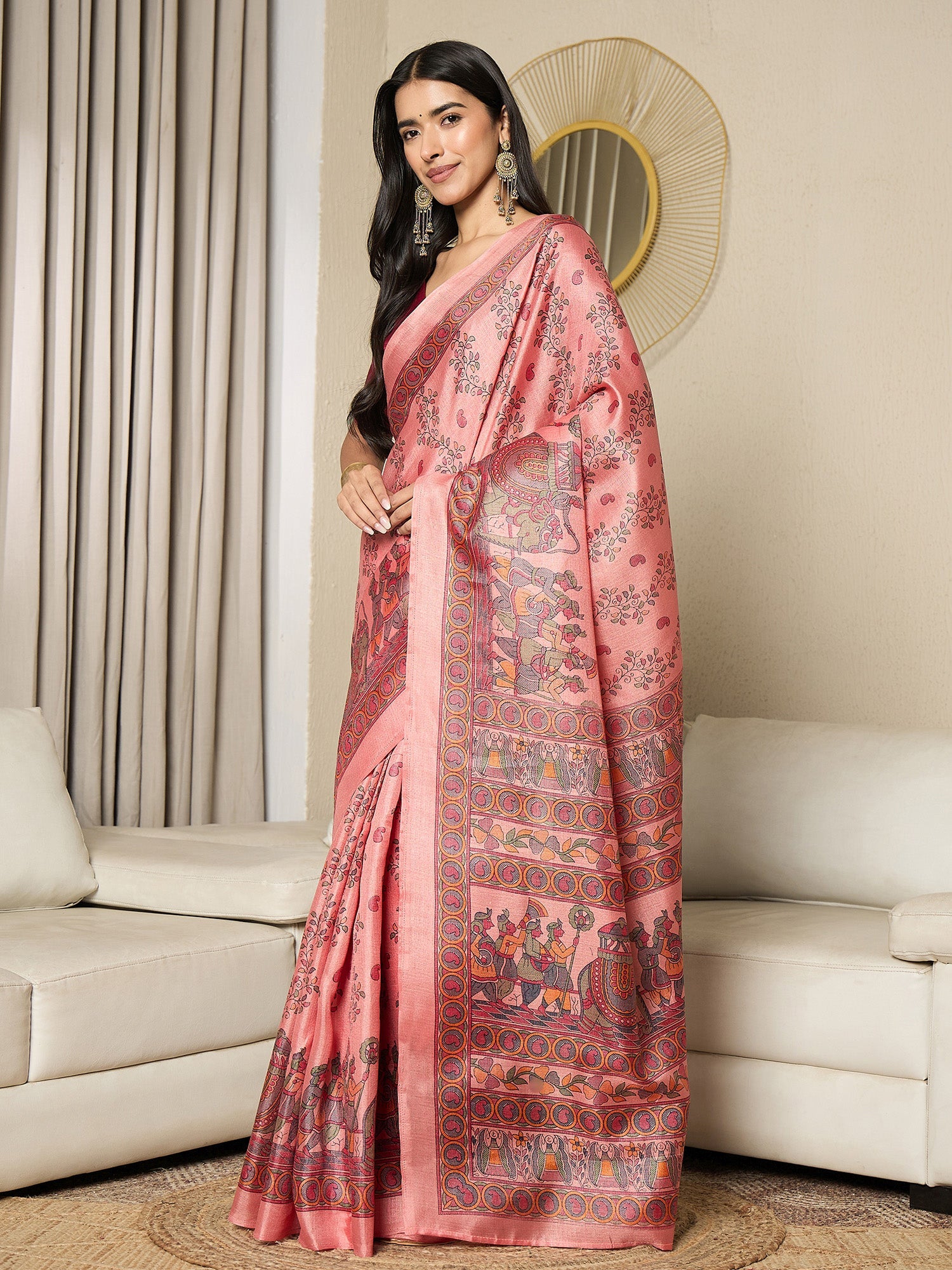 Pink Khadii Silk Kalamkari Printed - Ressa