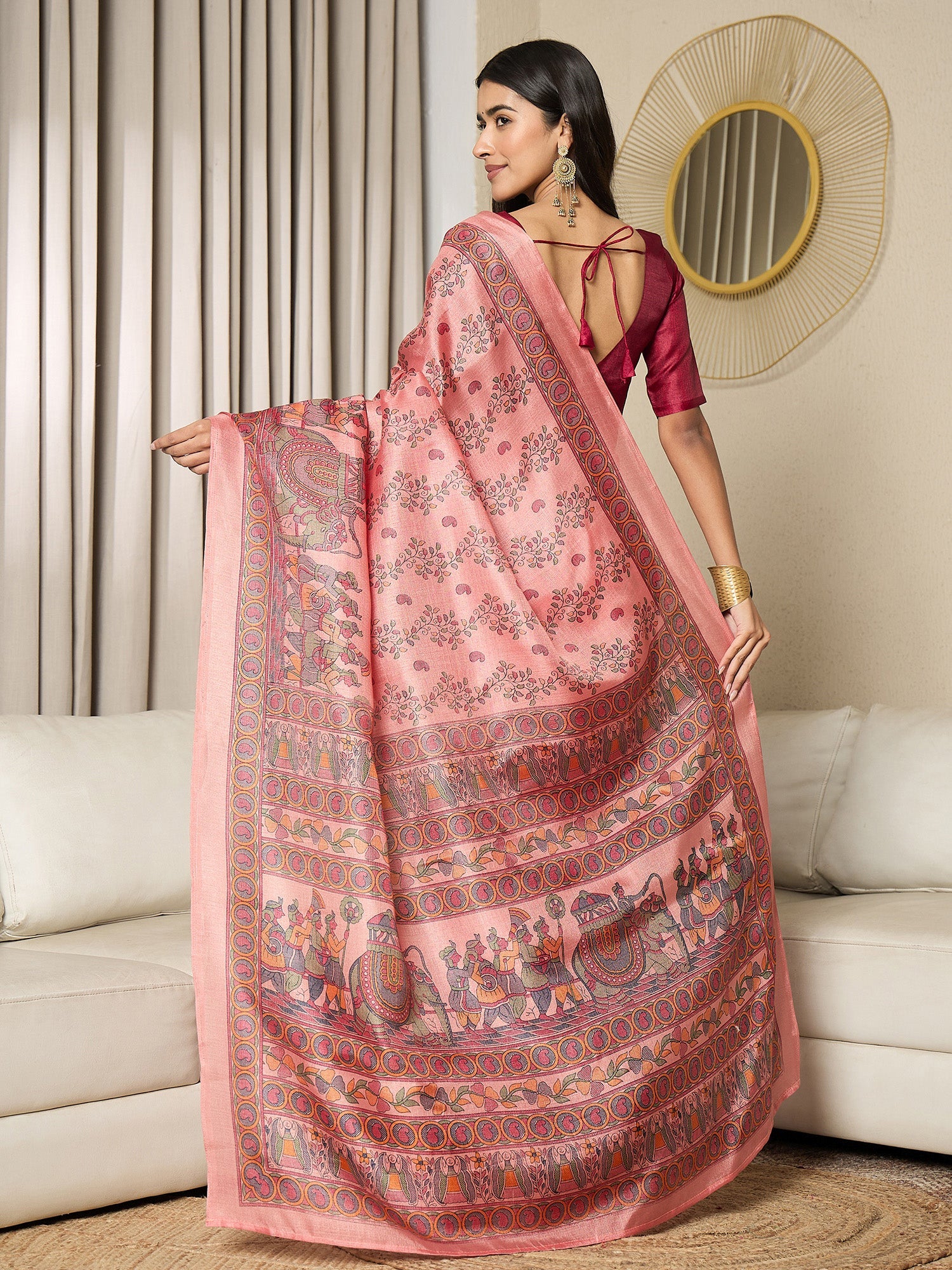 Pink Khadii Silk Kalamkari Printed - Ressa