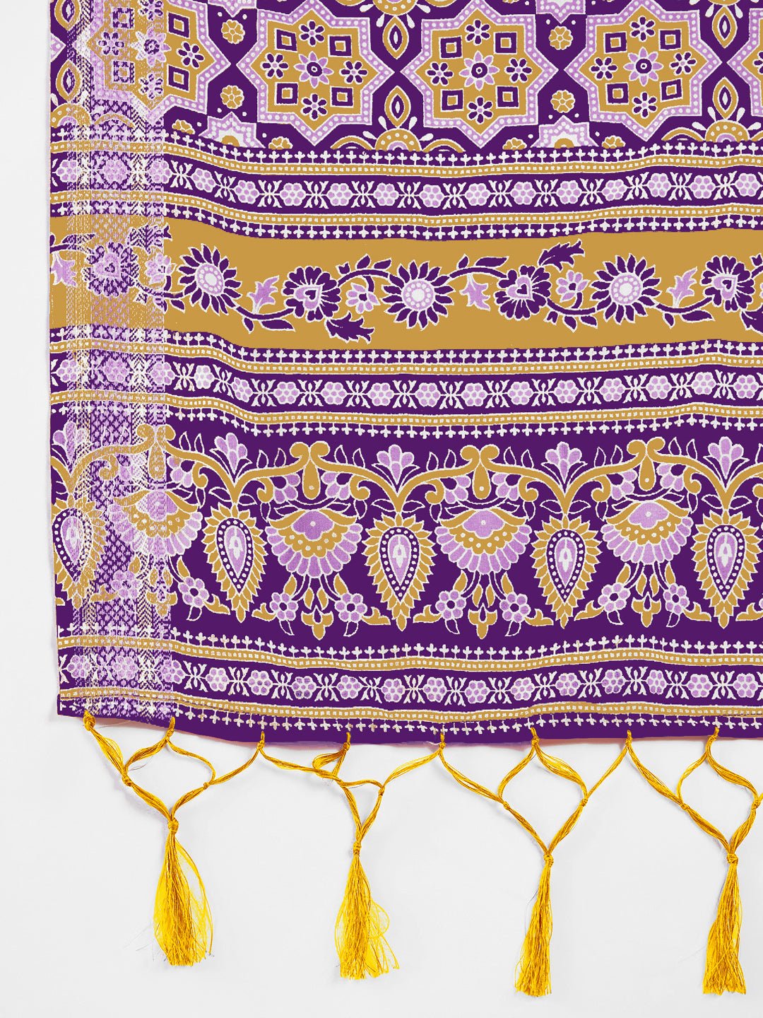 Yellow Cotton Ajrakh Block Printed Saree - Ressa