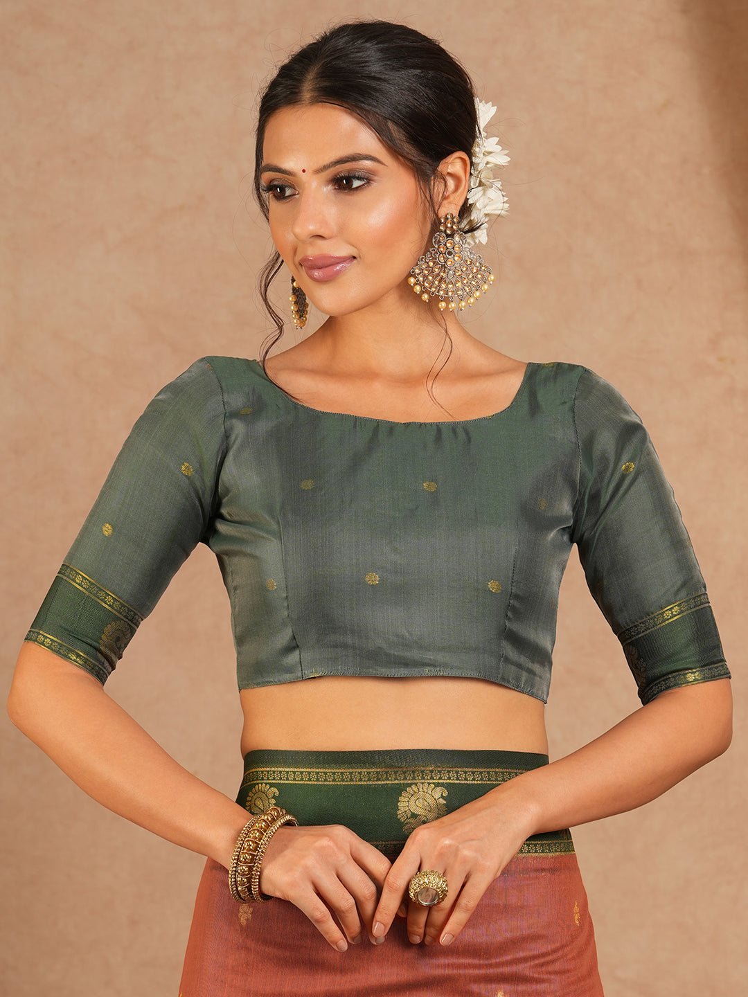 Russet Brown Kanjivaram Silk Saree - Ressa
