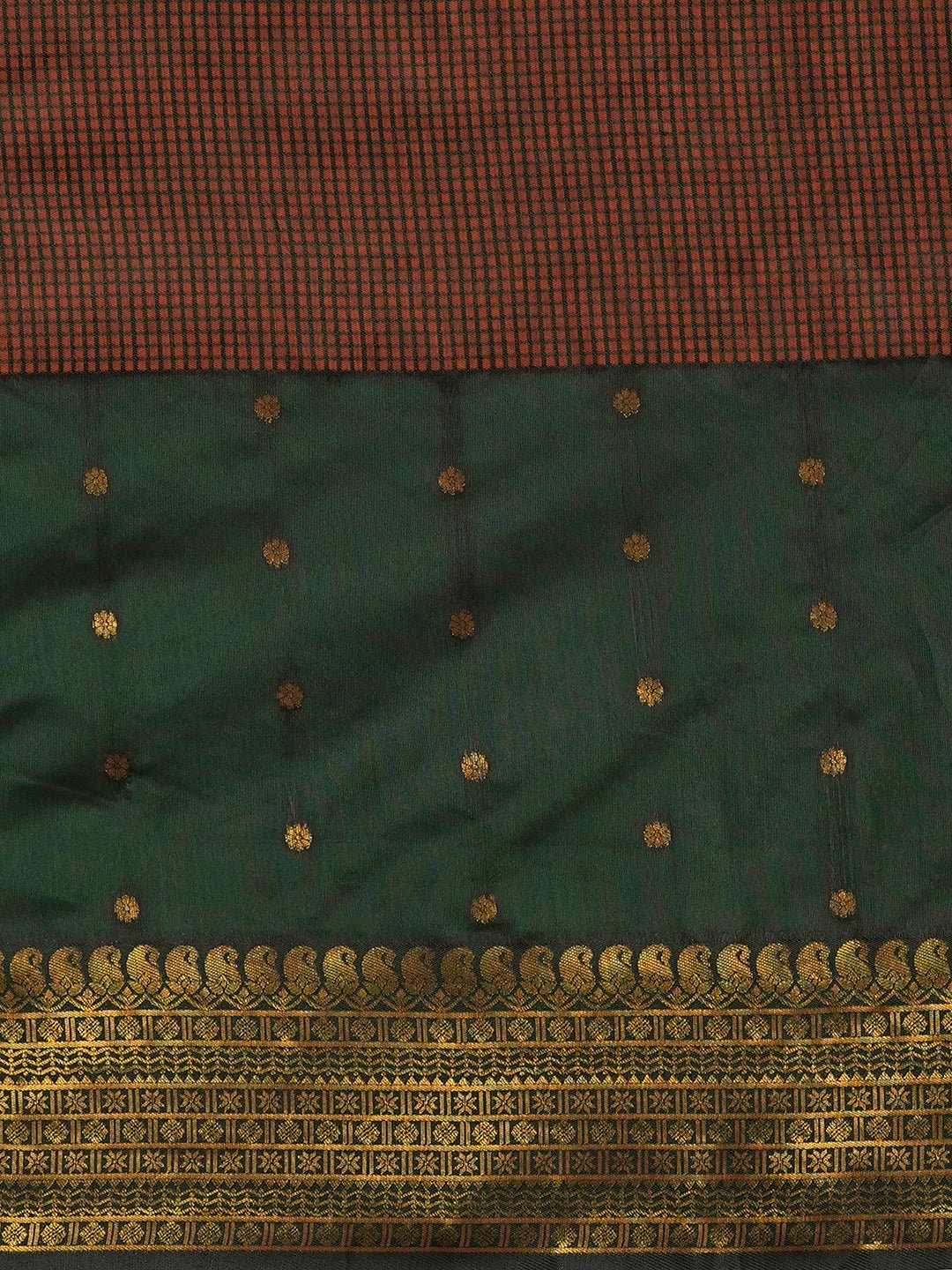 Rust Brown Silk Blend Saree - Ressa
