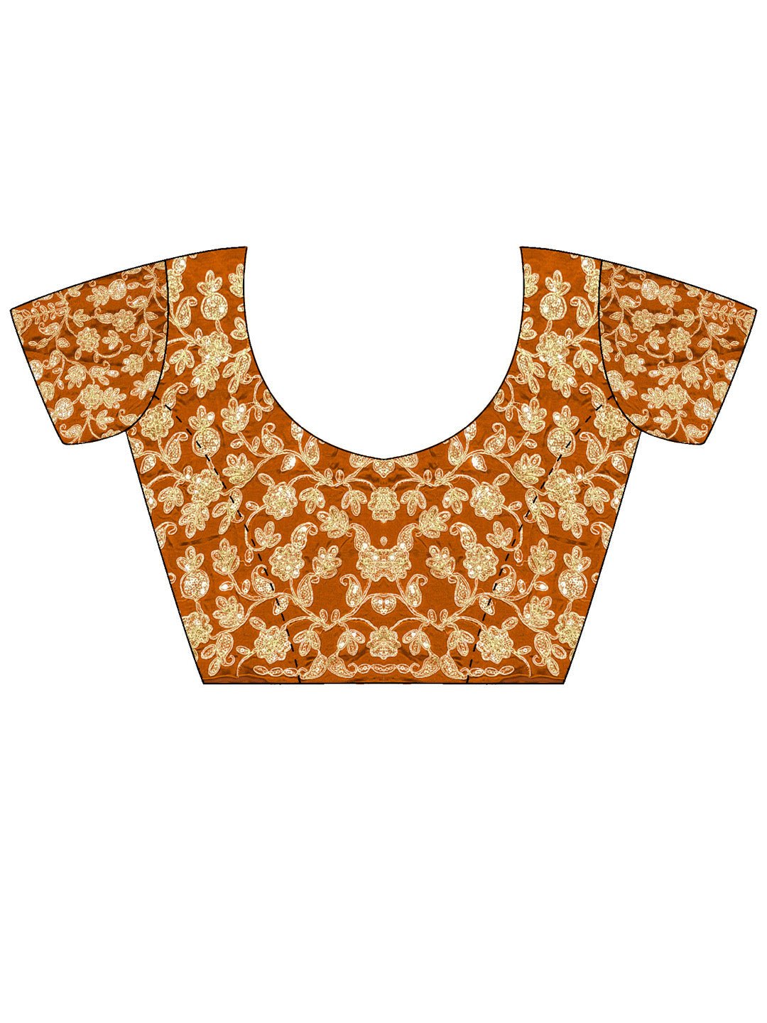 Rust Emblished Party Wear Saree - Ressa