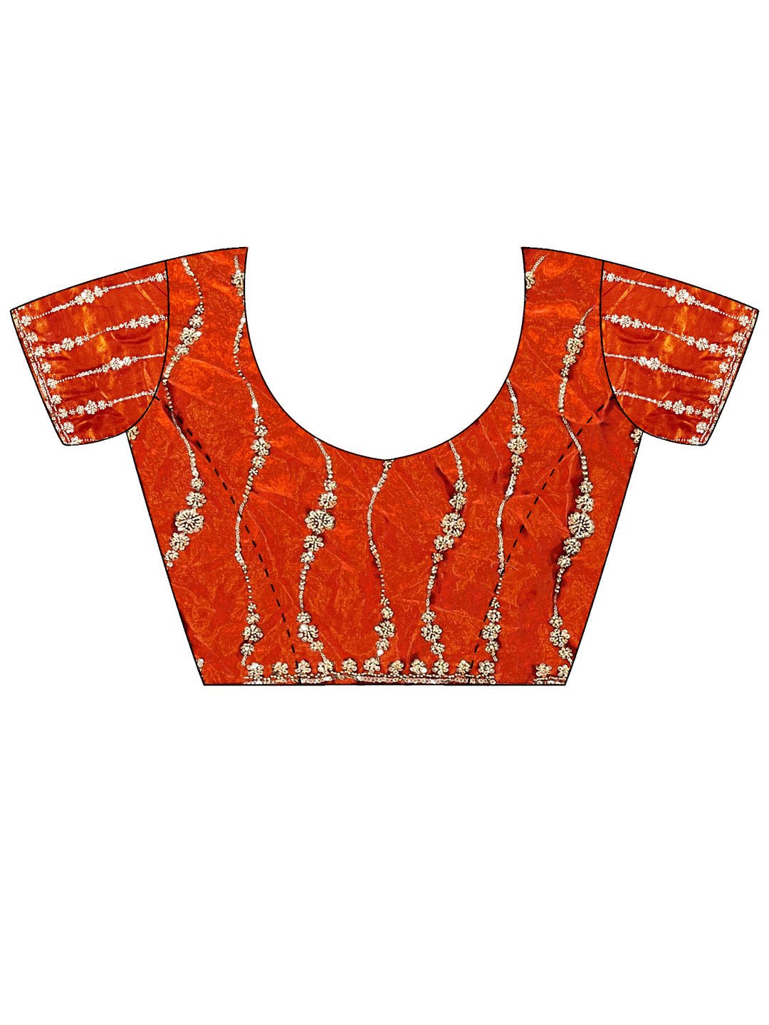 Rust Orange Emblished Party Wear Saree - Ressa