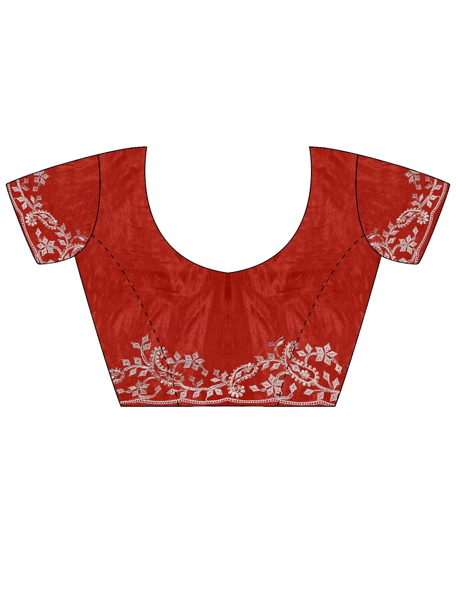 Rust Orange Georgette Saree with Scalloped Embroidery - Ressa