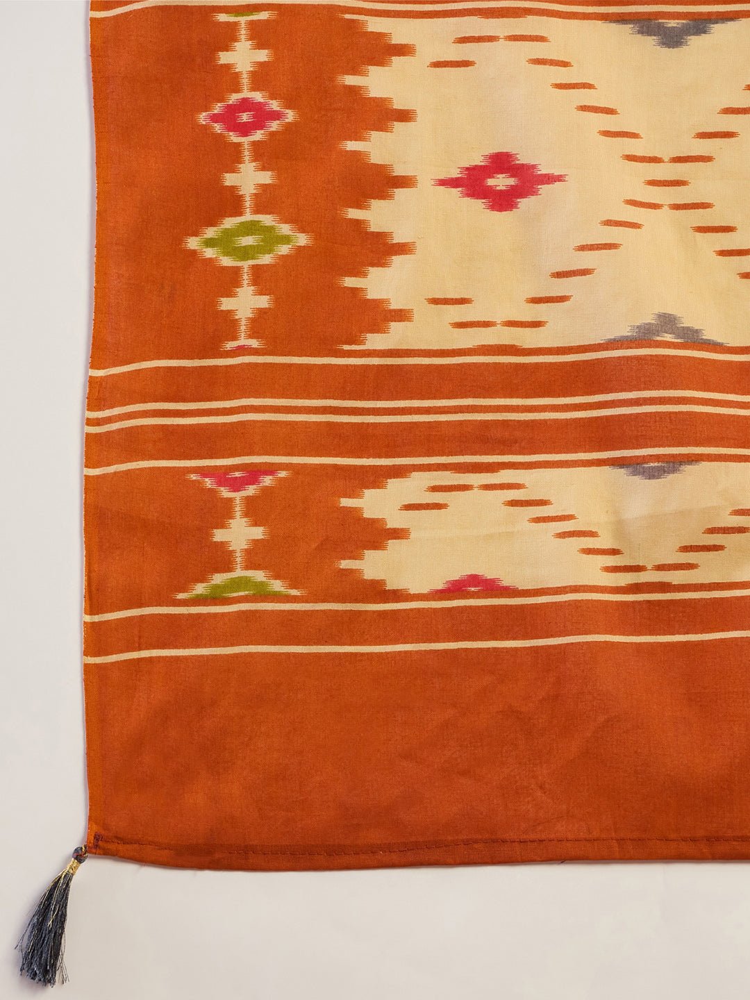 Rust Orange Ikat Cotton Saree - Ressa