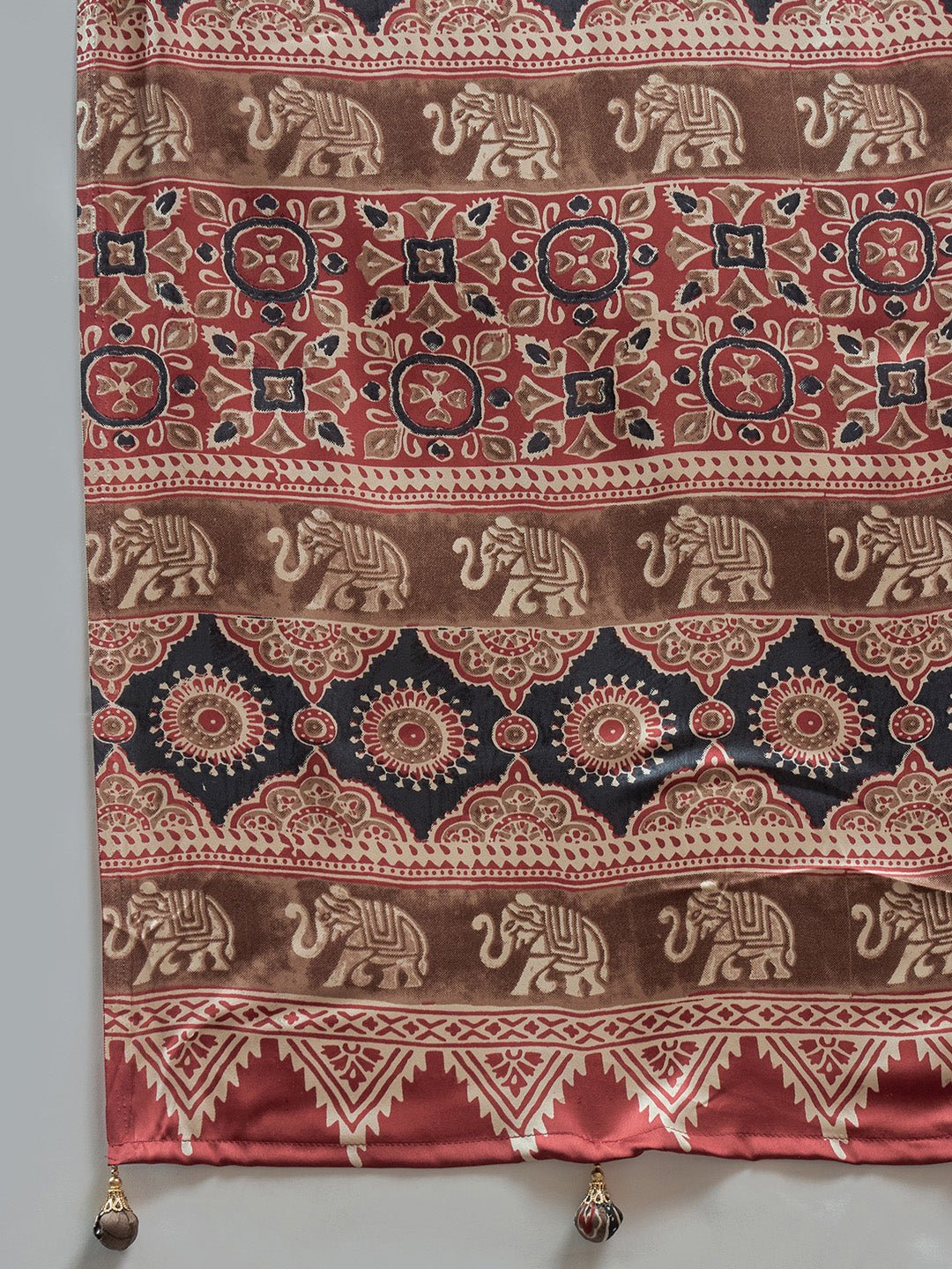 Rust Red Ajrakh Saree - Ressa