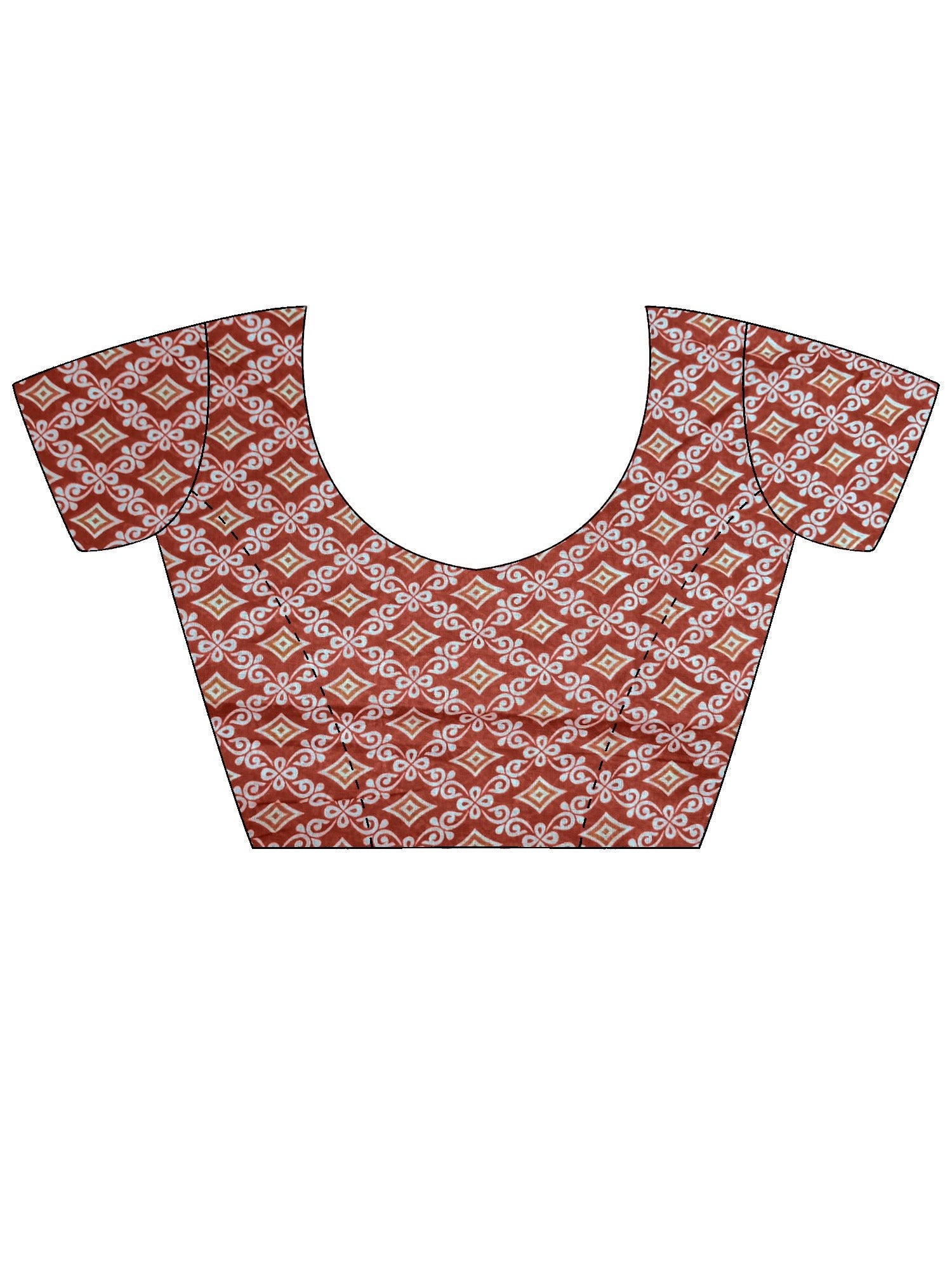 Rust Yellow Printed Saree - Ressa