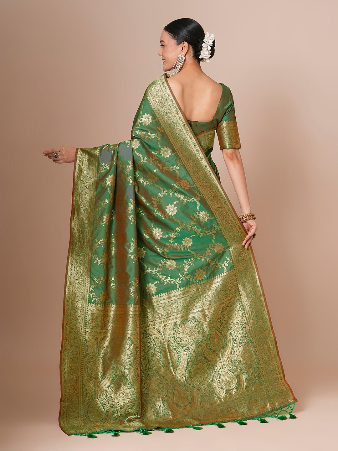 Sage Green Banarasi Silk Saree - Ressa
