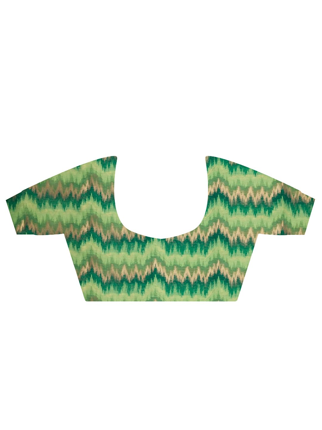 Sage Green Ikat Silk Saree with Chanderi Border - Ressa
