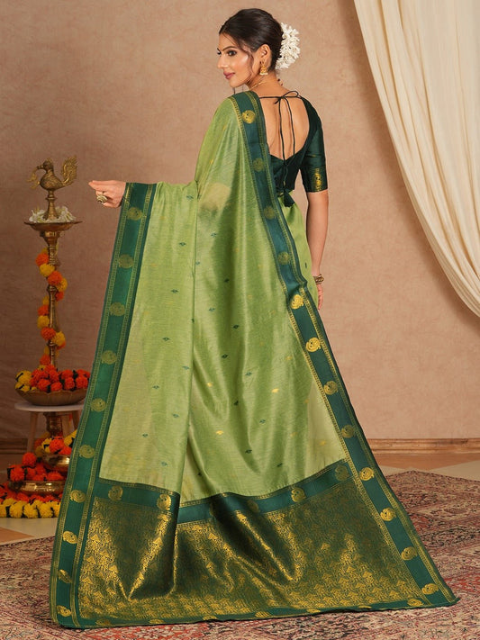 Sage Green Maheshwari silk Saree - Ressa