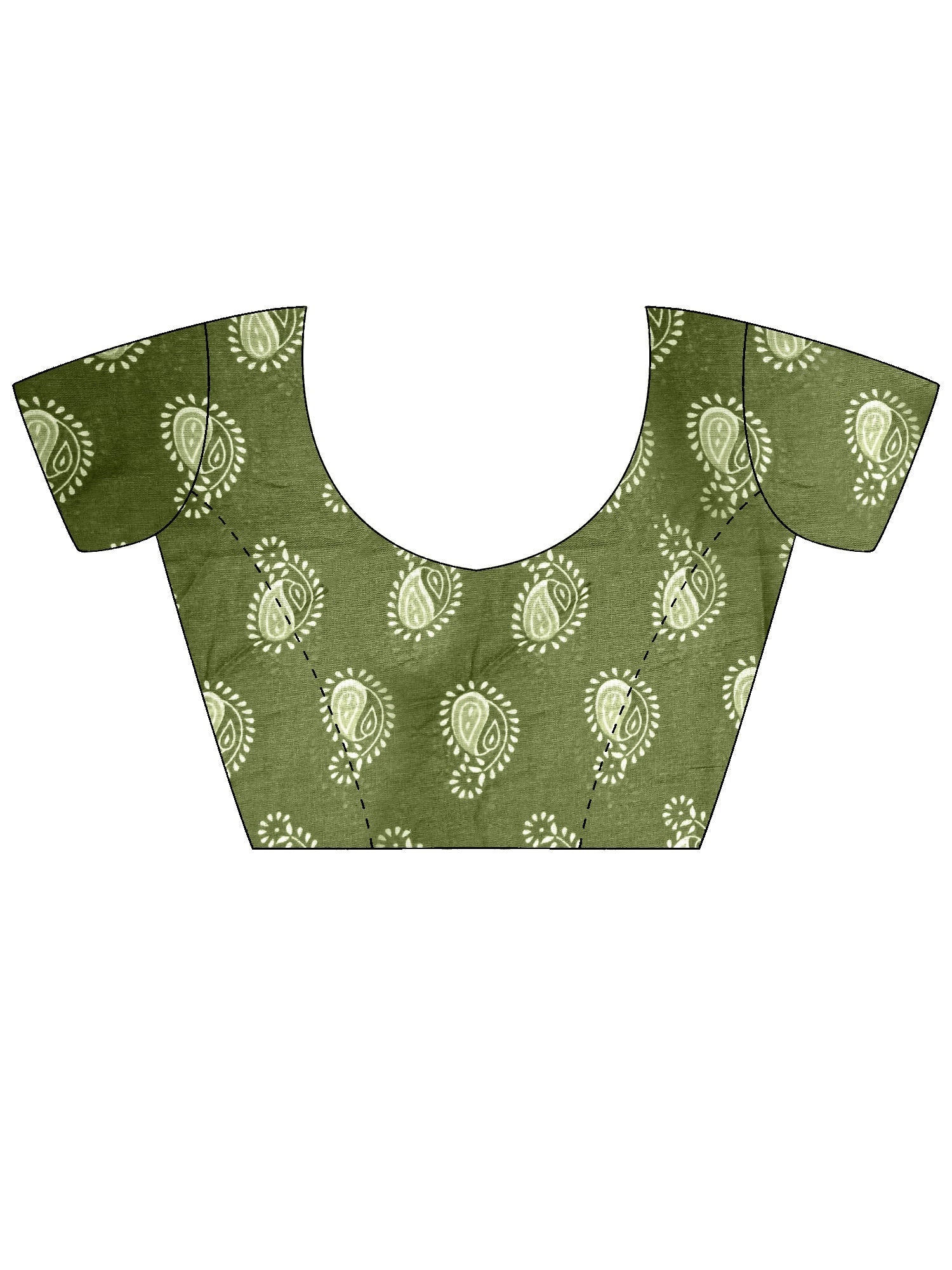 Sage Green Paisley Print Saree - Ressa