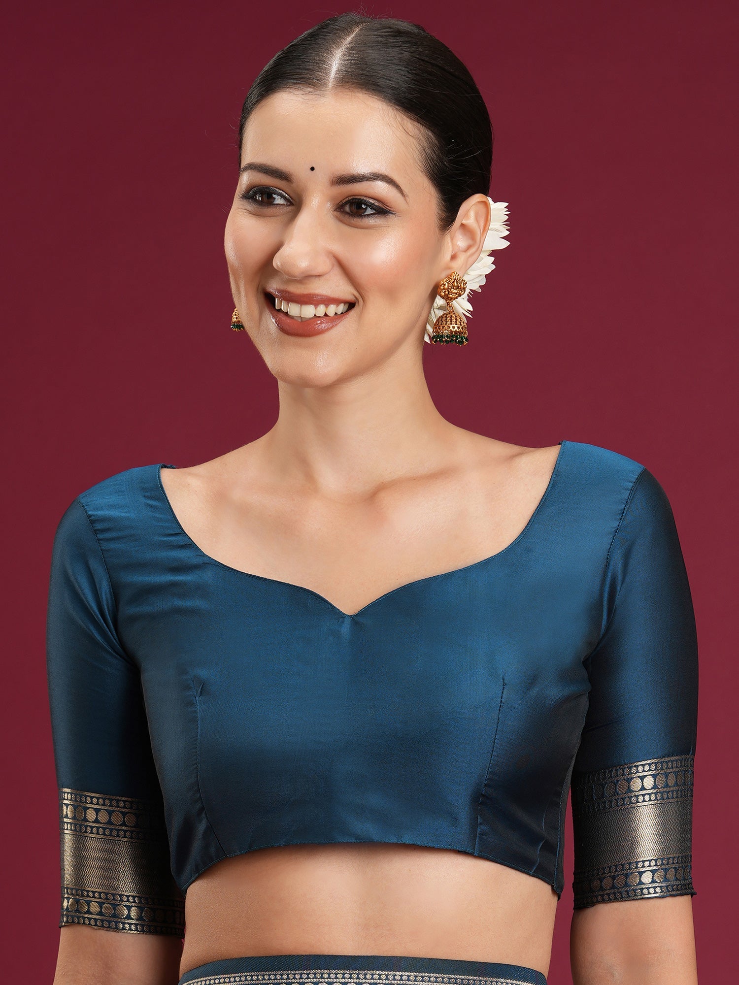 Saree Dark Teal Green Katan Silk - Ressa
