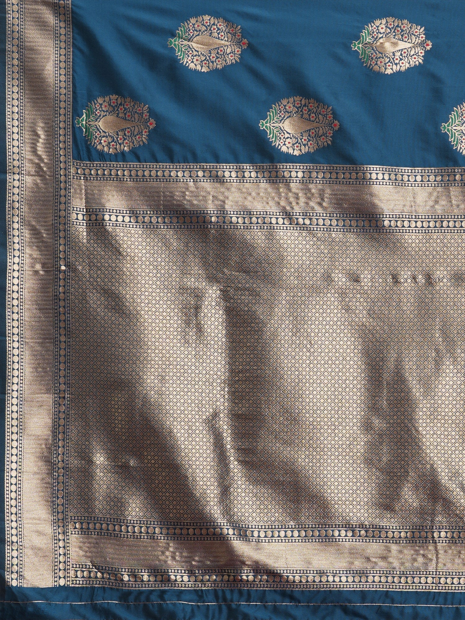 Saree Dark Teal Green Katan Silk - Ressa