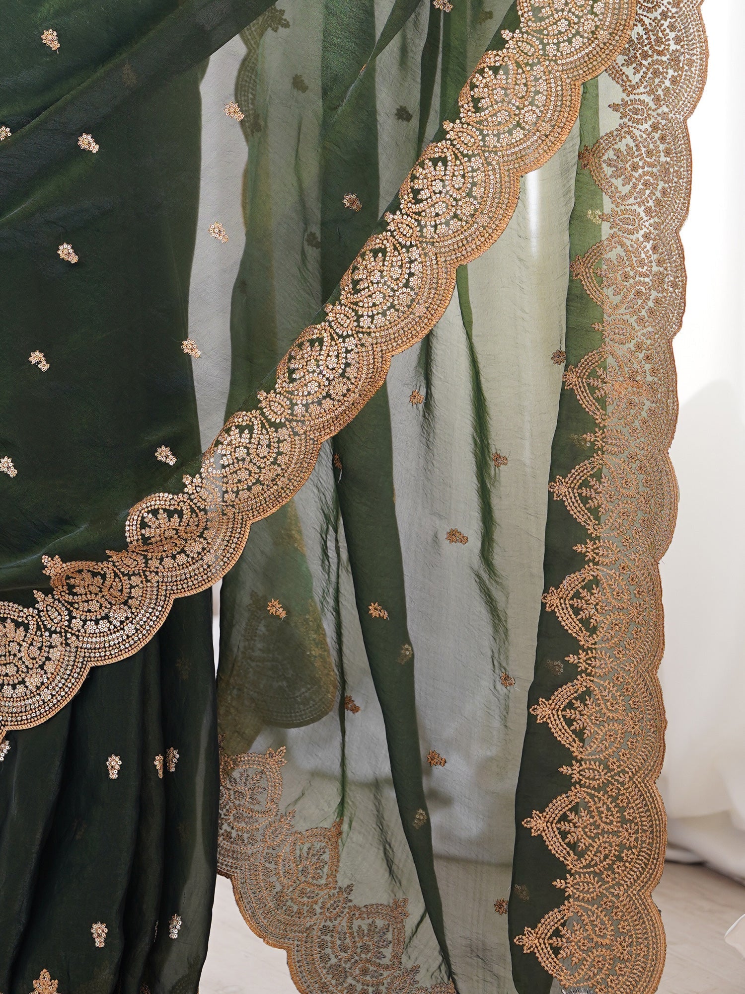 Saree Deep Emerald Green - Ressa
