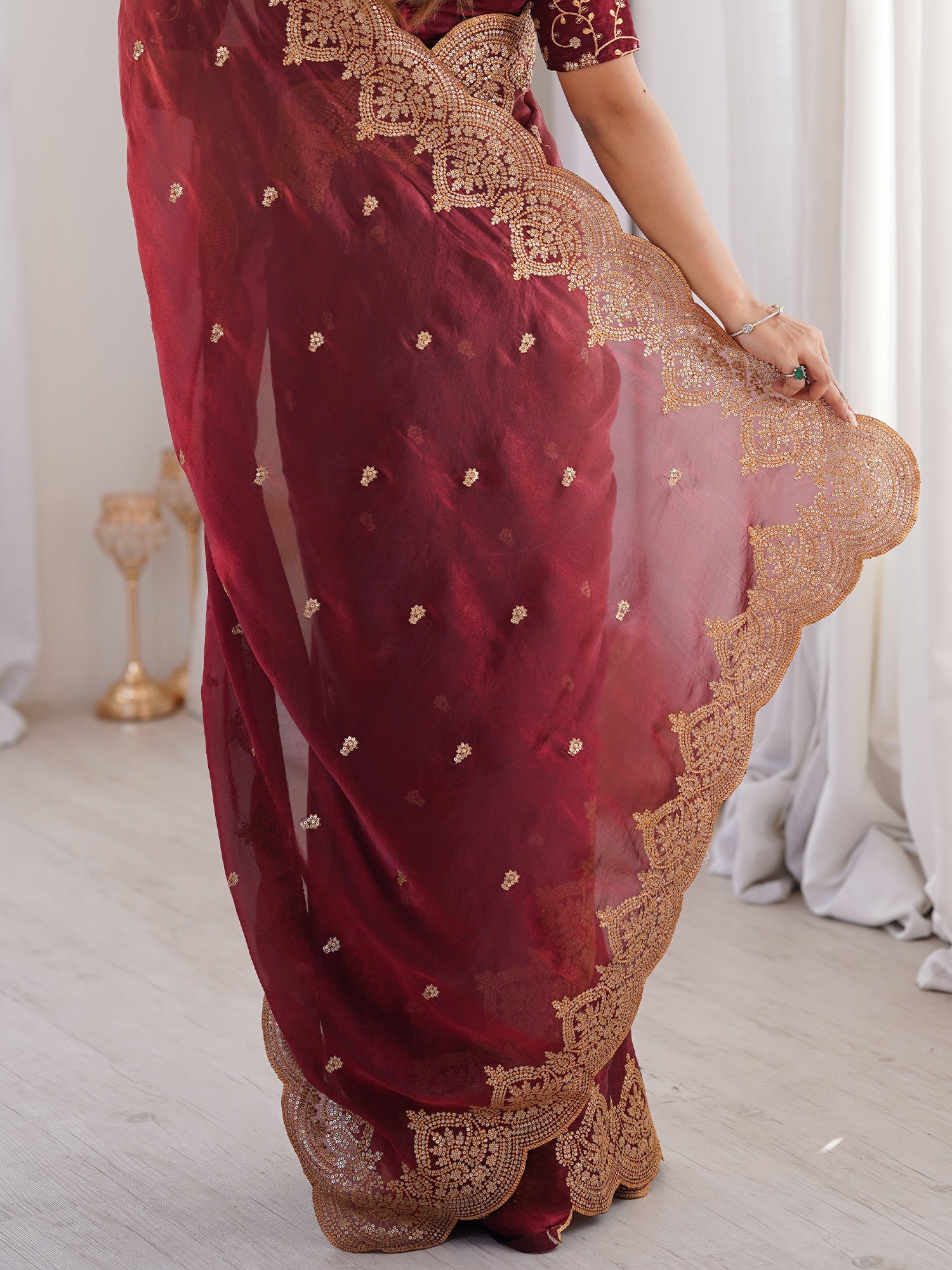 Saree Deep Festive Maroon - Ressa