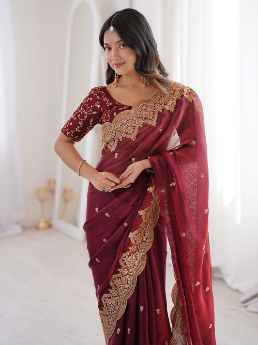 Saree Deep Festive Maroon - Ressa