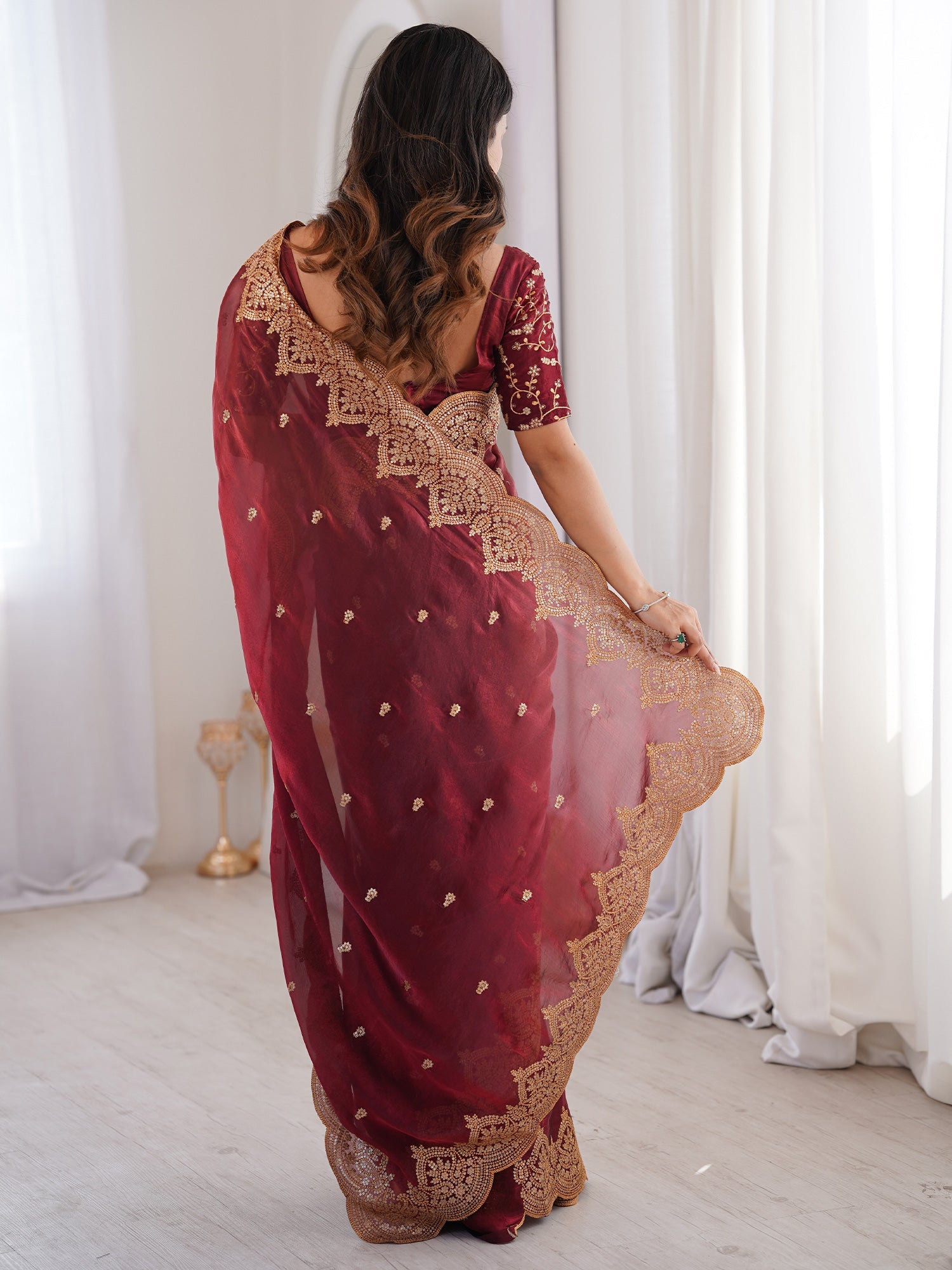 Saree Deep Festive Maroon - Ressa