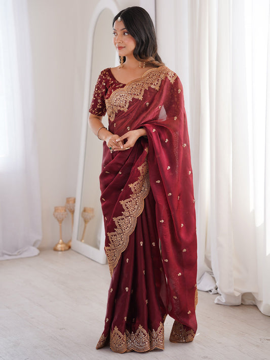 Saree Deep Festive Maroon - Ressa