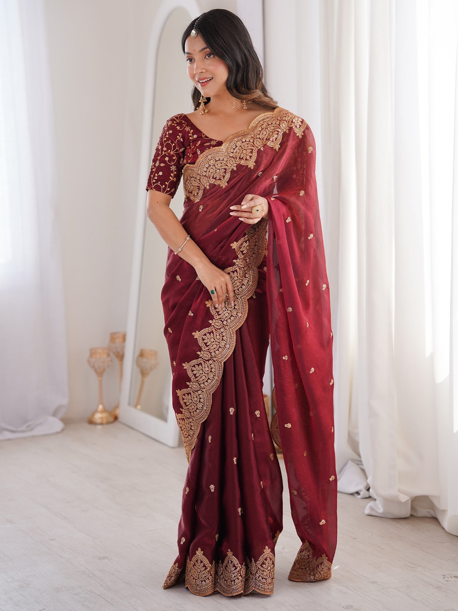 Saree Deep Festive Maroon - Ressa