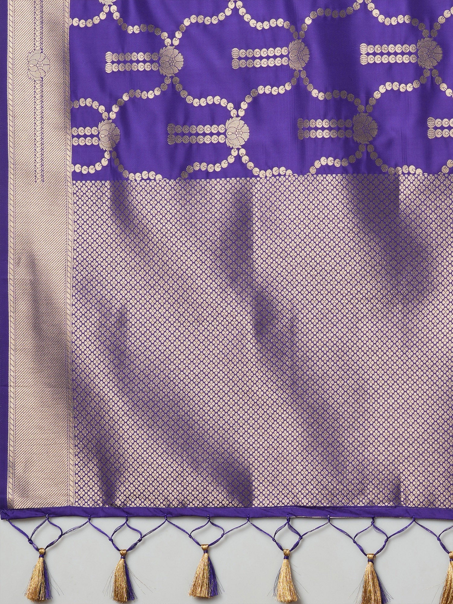 Saree Deep Violet - Purple Banarasi Woven Silk - Ressa