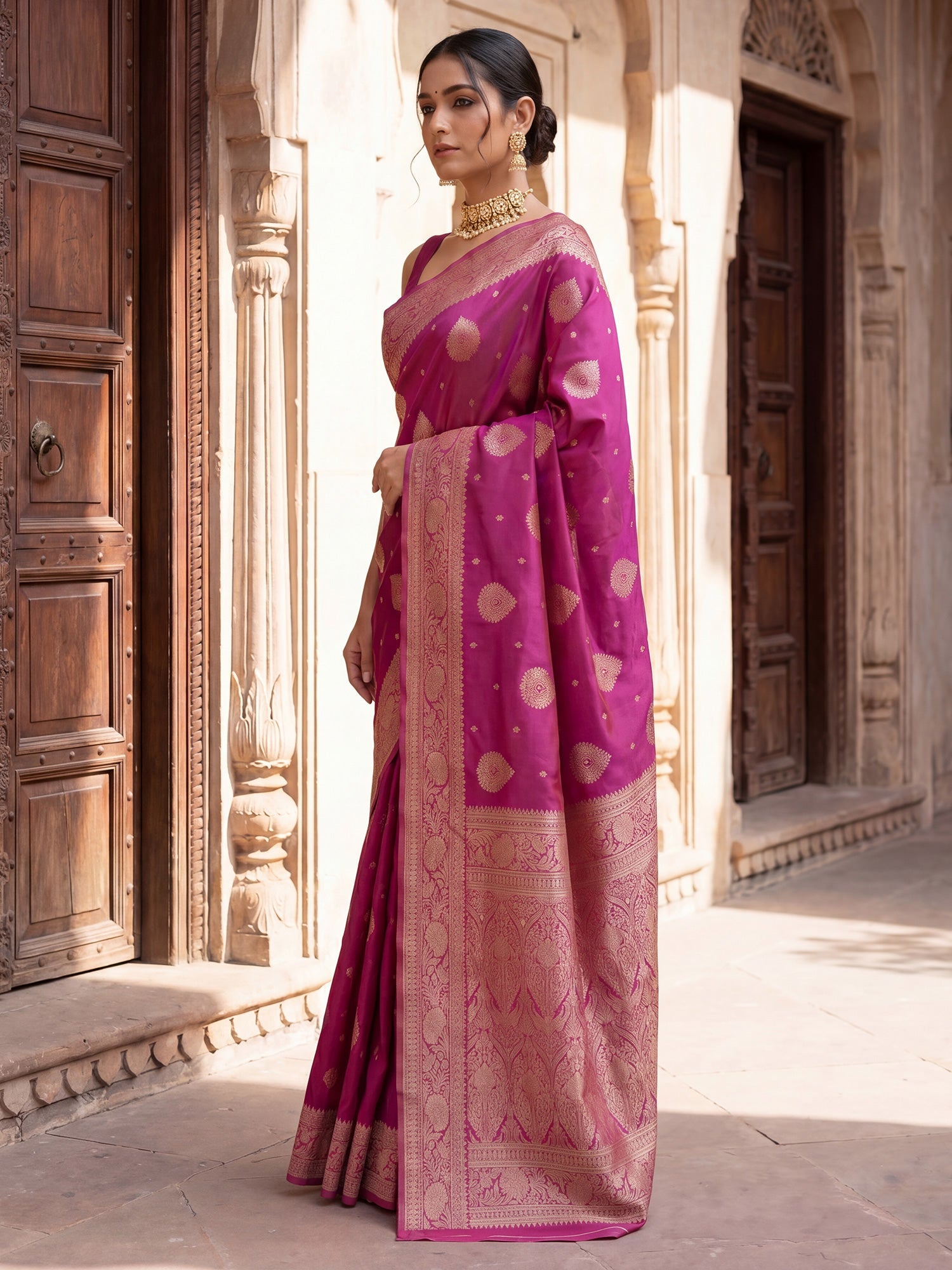 Saree Festive Orchid Pink Heritage Paisley Banarasi Silk - Ressa