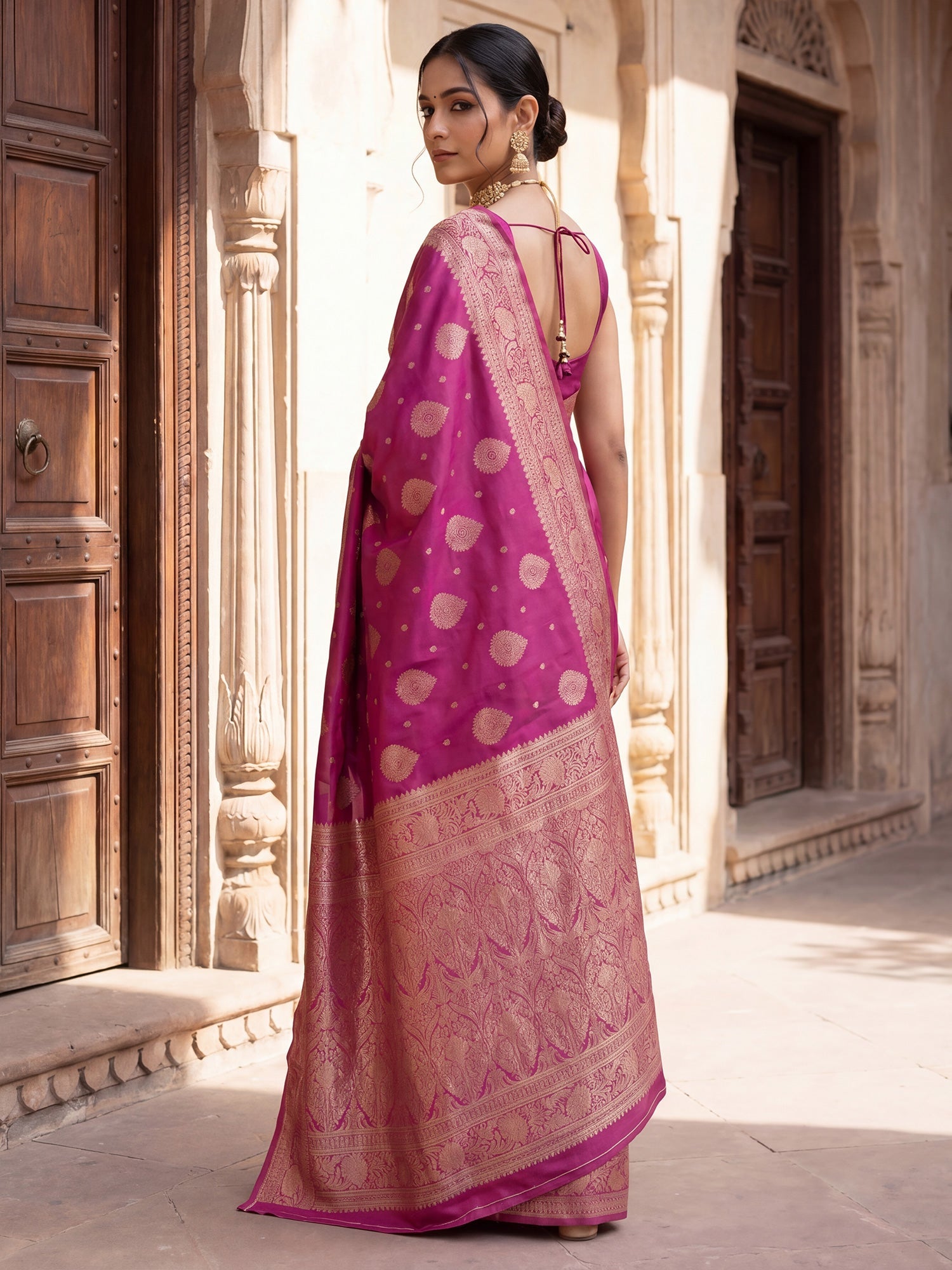Saree Festive Orchid Pink Heritage Paisley Banarasi Silk - Ressa