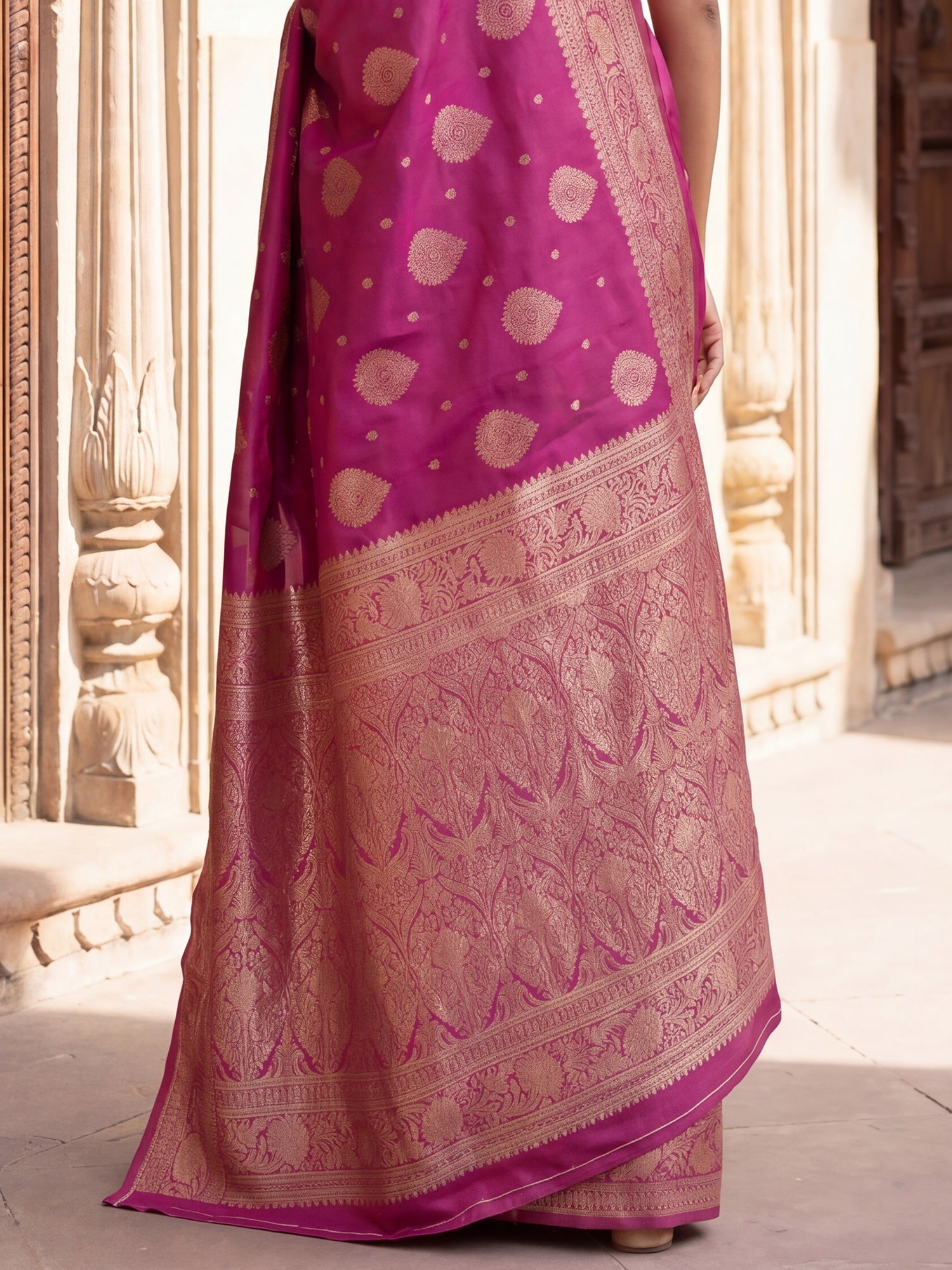 Saree Festive Orchid Pink Heritage Paisley Banarasi Silk - Ressa