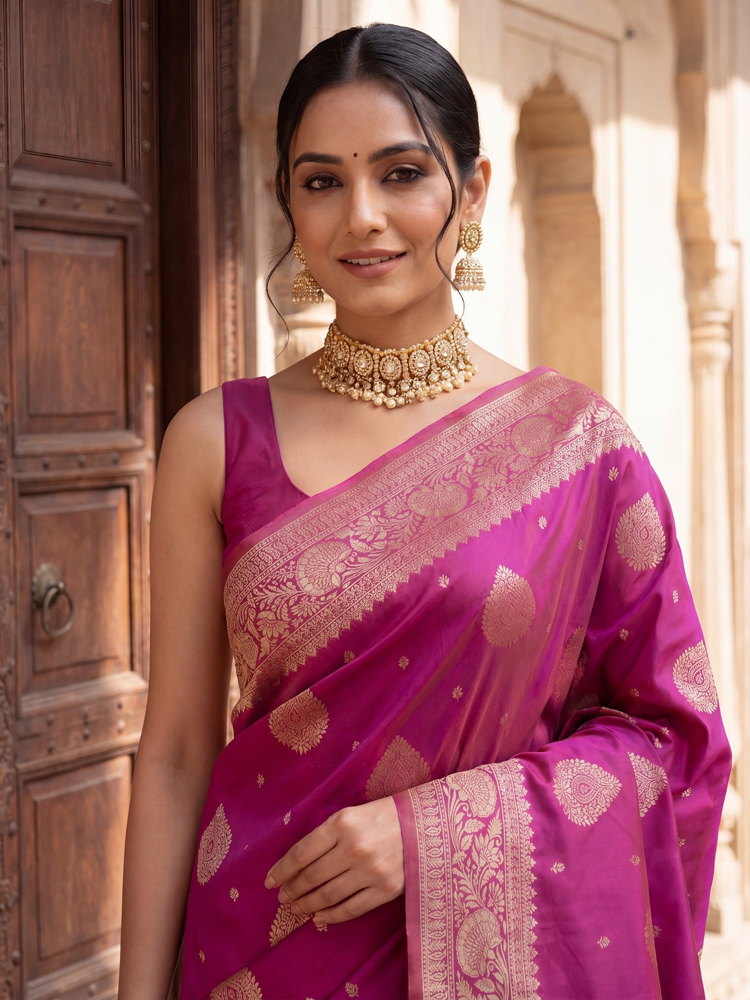 Saree Festive Orchid Pink Heritage Paisley Banarasi Silk - Ressa