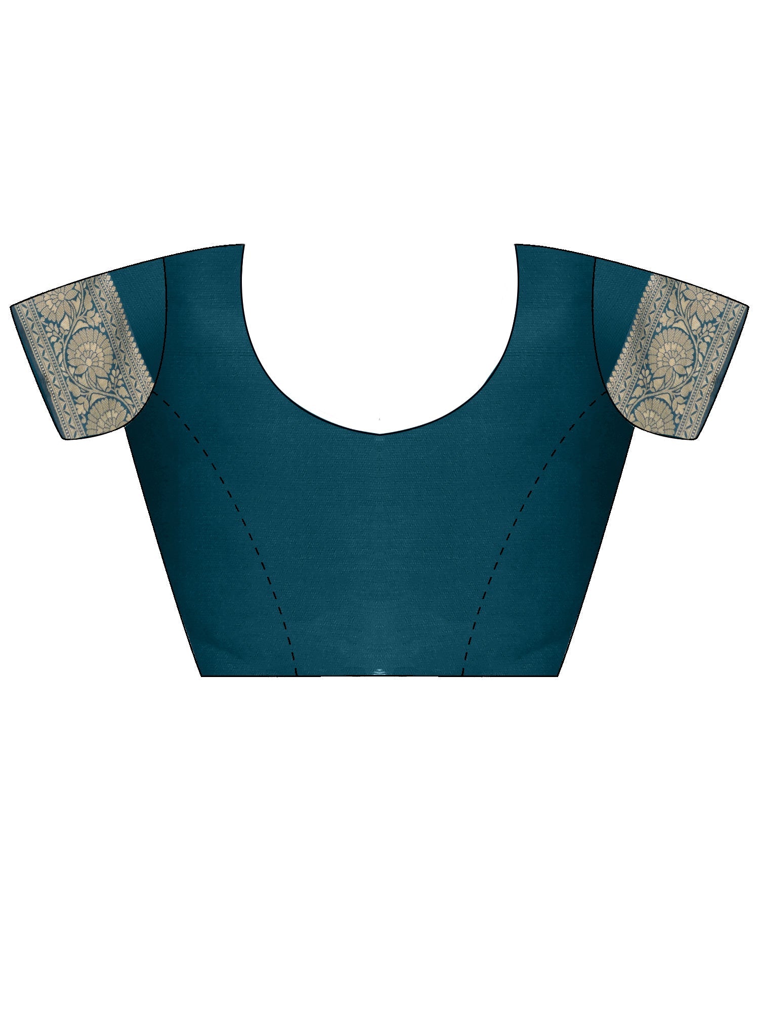 Saree Heritage Rama Teal Bandhani Grid &amp; Paisley Banarasi Silk - Ressa