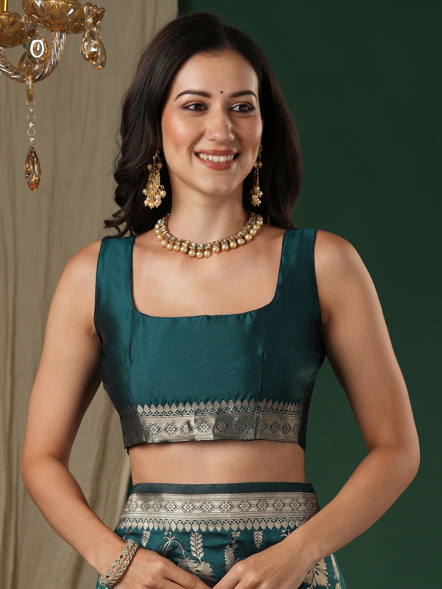 Saree Peacock Forest Green Heritage Banarasi - Ressa