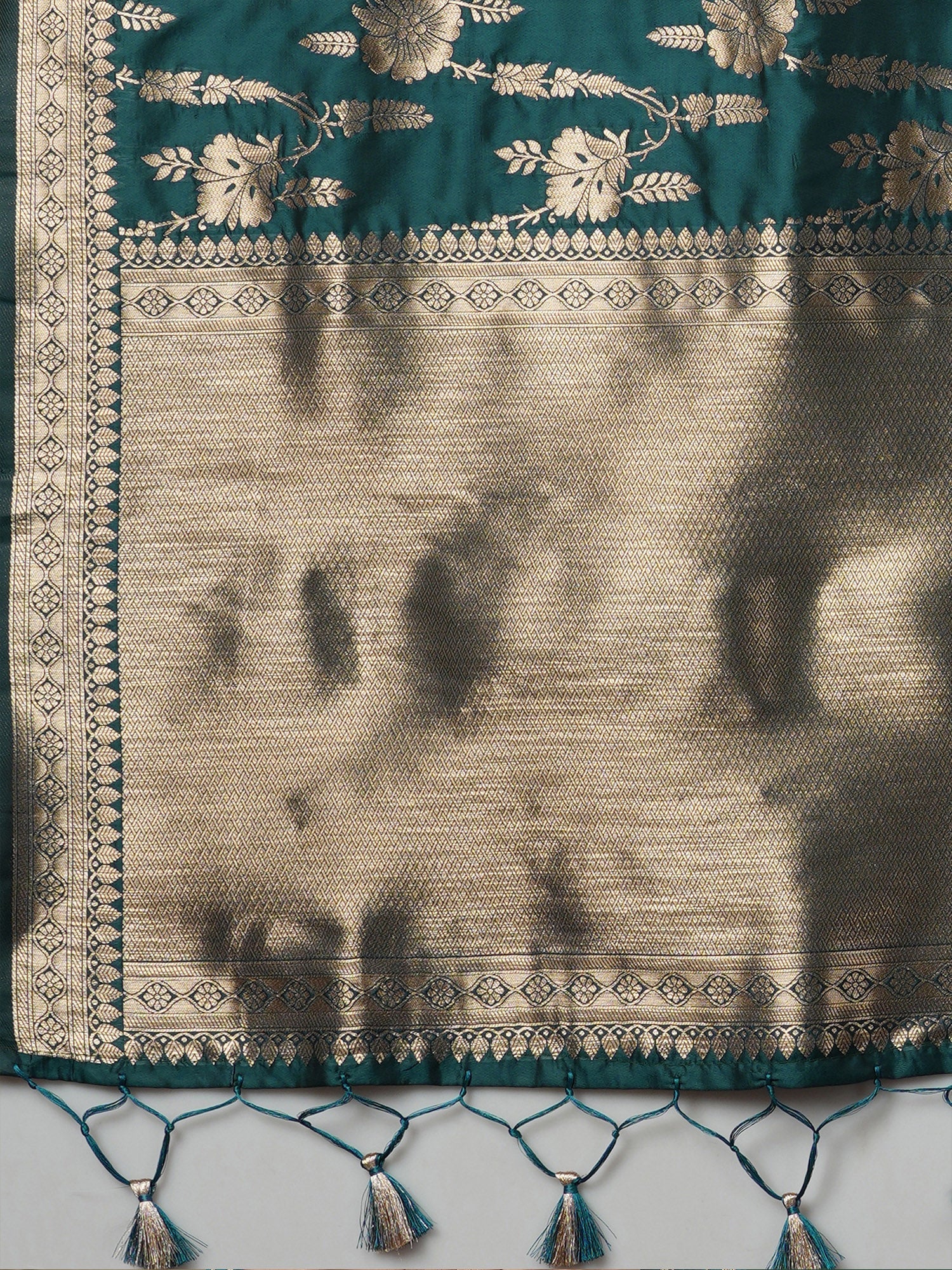 Saree Peacock Forest Green Heritage Banarasi - Ressa