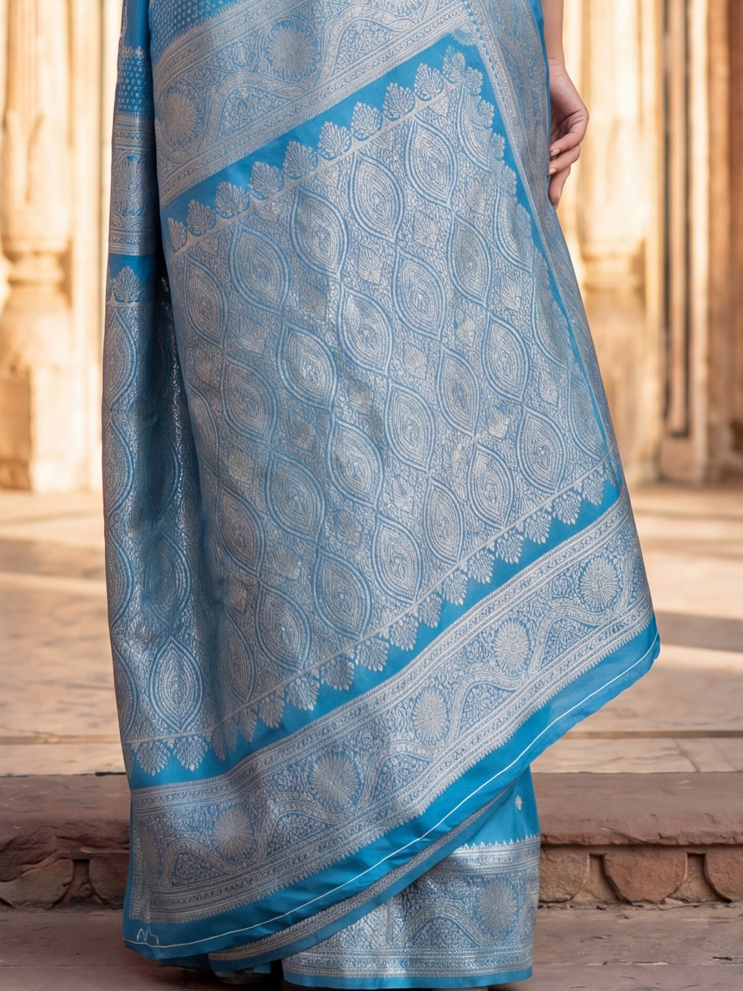 Saree Royal Indigo Blue Arch Frame & Buta Banarasi Silk - Ressa