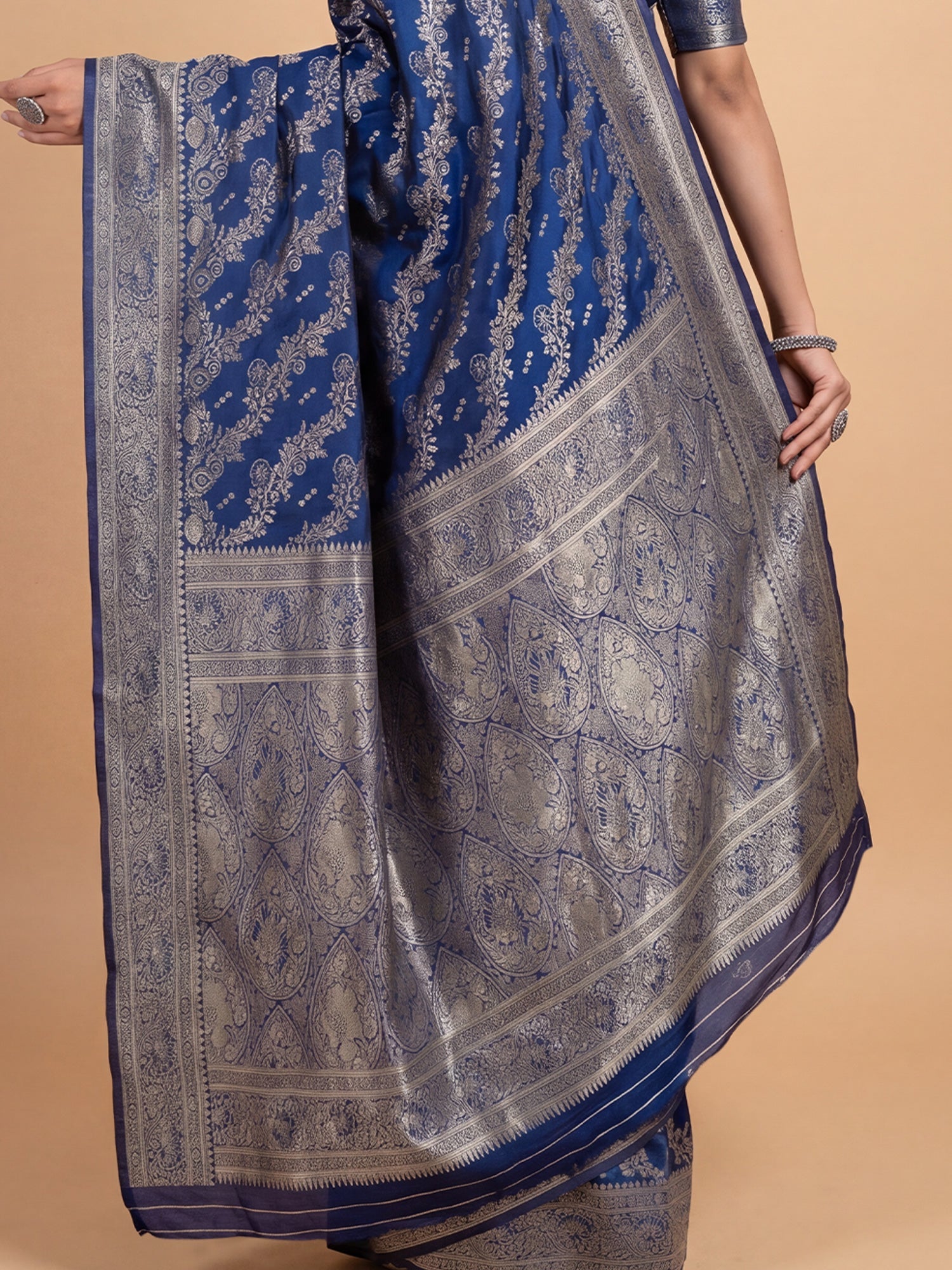 Saree Royal Indigo Blue Banarasi Silk Saree - Ressa