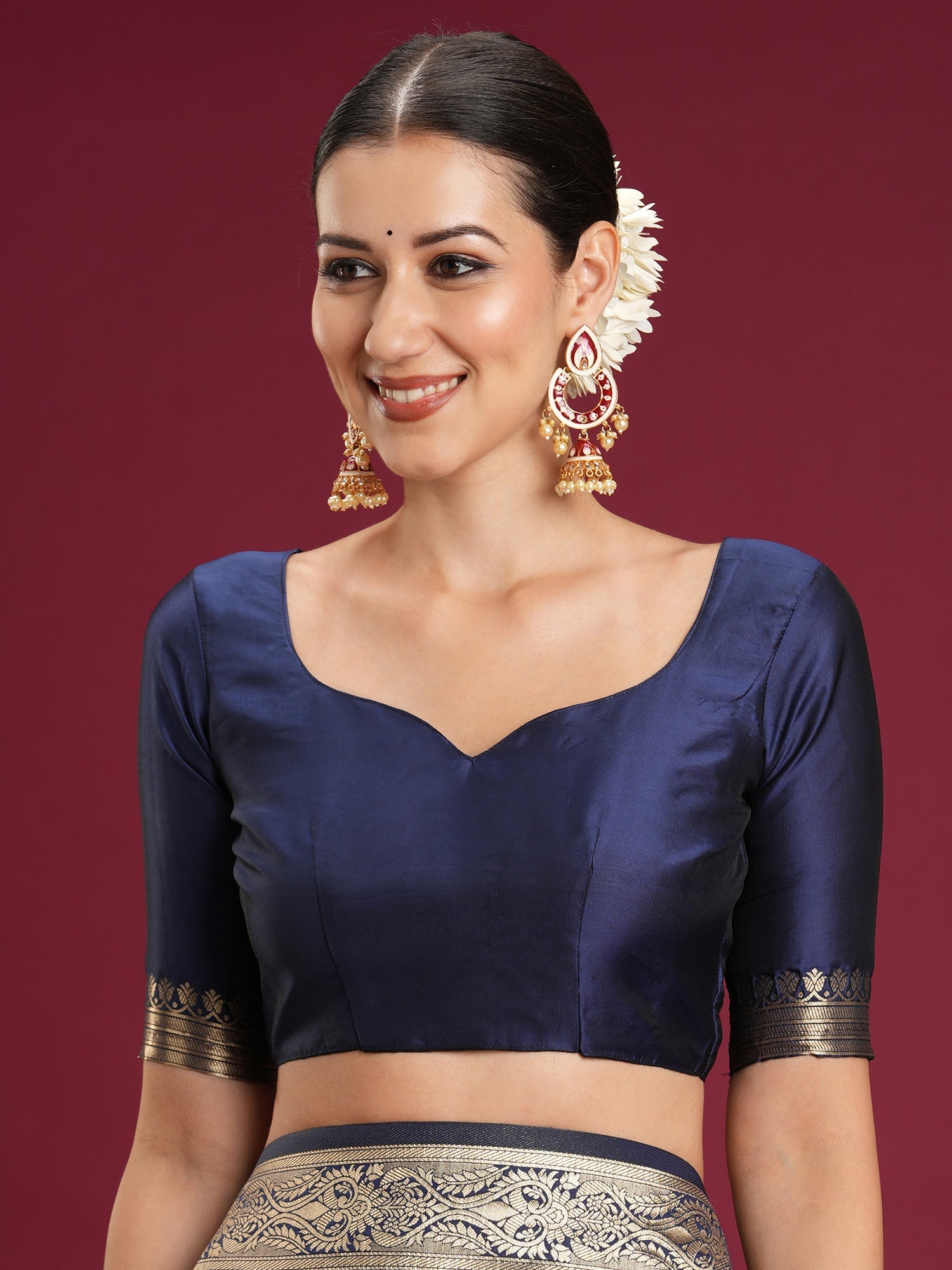 Saree Royal Navy Indigo Katan Silk - Ressa