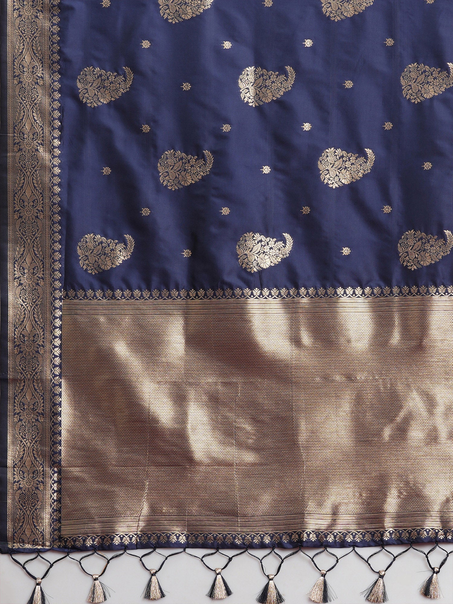 Saree Royal Navy Indigo Katan Silk - Ressa